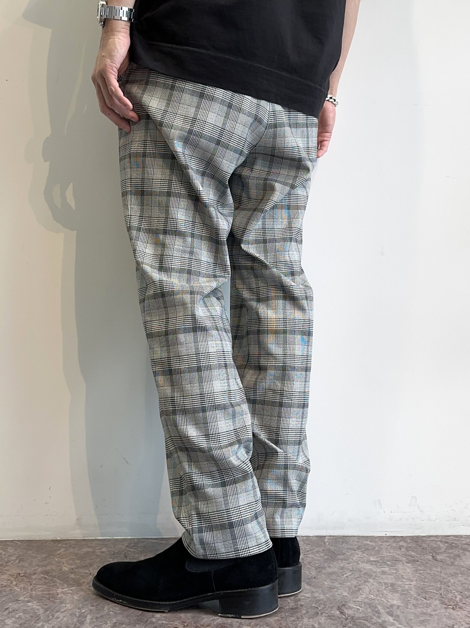 PAT WIDE EASY PANTS / RC31-ST-036 / ベルト付きテーパードワイドパンツ / グレンチェック