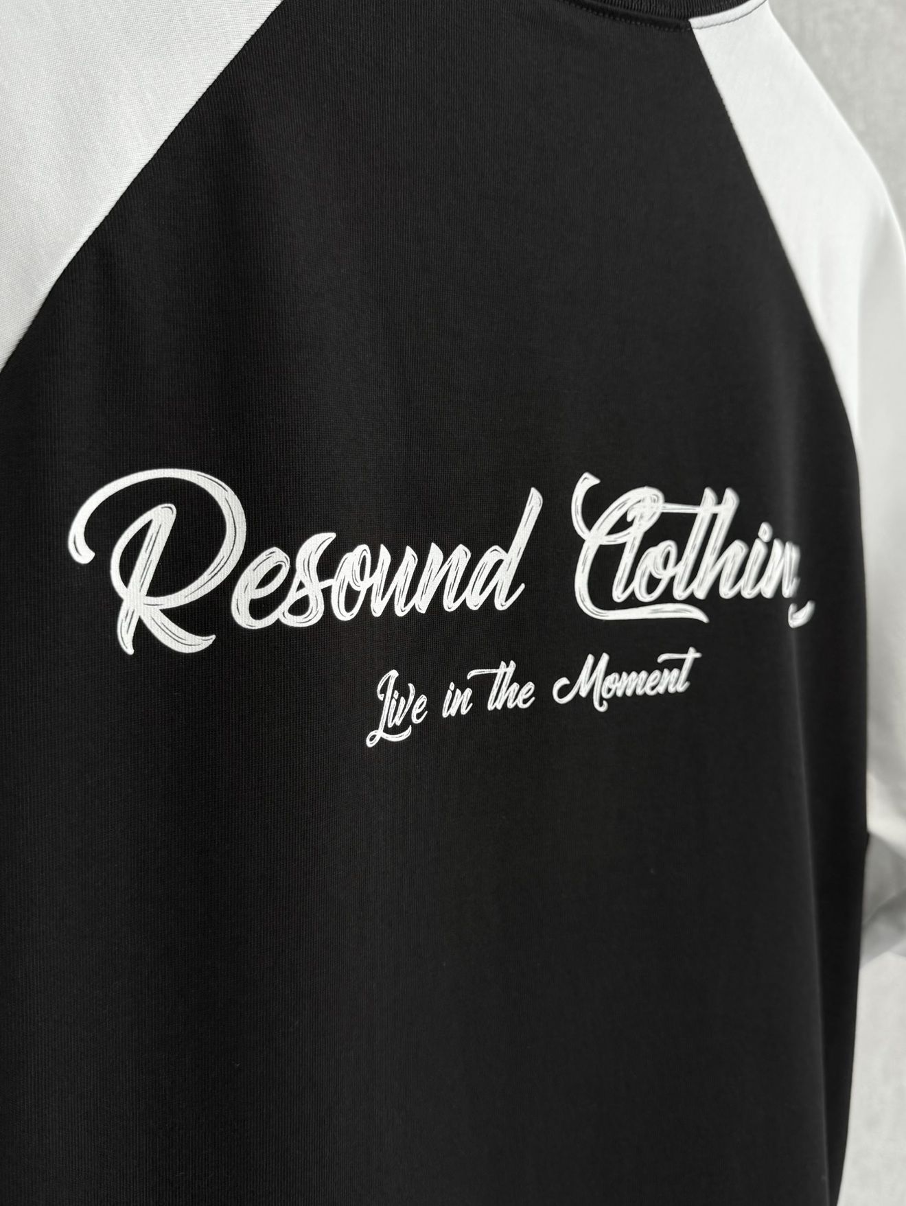 BACK RC RAGLAN OVER TEE / RC39-T-001 / バックロゴラグランビッグTシャツ / ブラック×ホワイト