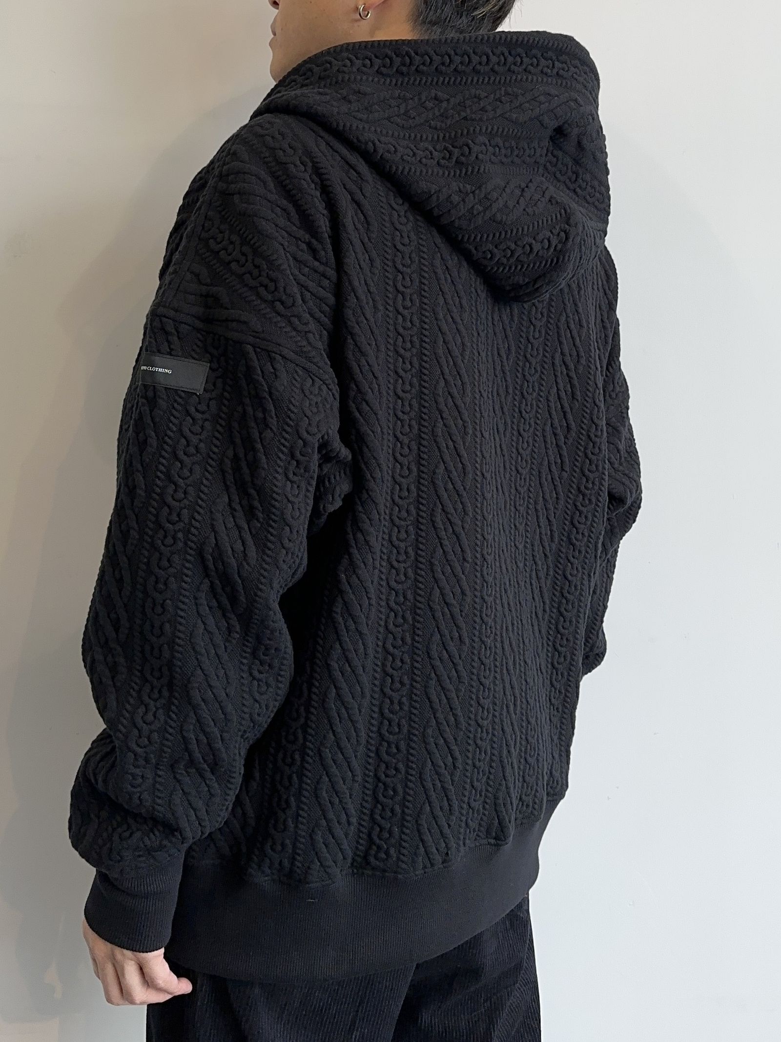 ROPE ZIP LOOSE HOODIE / RC29-C-004 / キルティングジップパーカー / ブラック