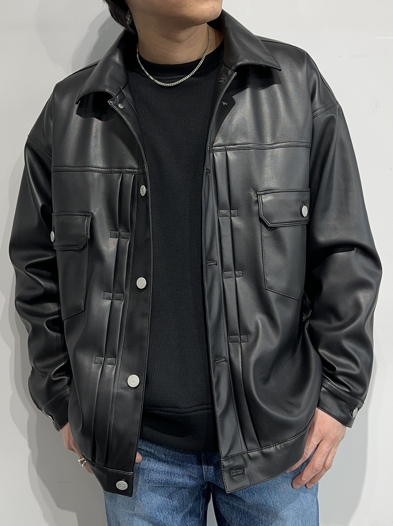 LEATHER OVER 2ND G / RC34-JK-002 / エコレザーGジャン / ブラック