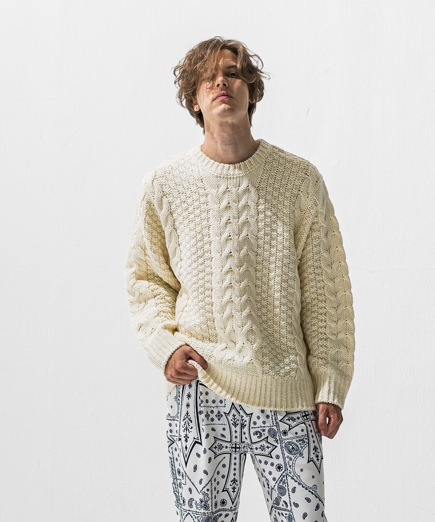 CABLE LAW SWEATER / RC42-K-002 / ケーブルニット / オフホワイト (10月下旬入荷予定)