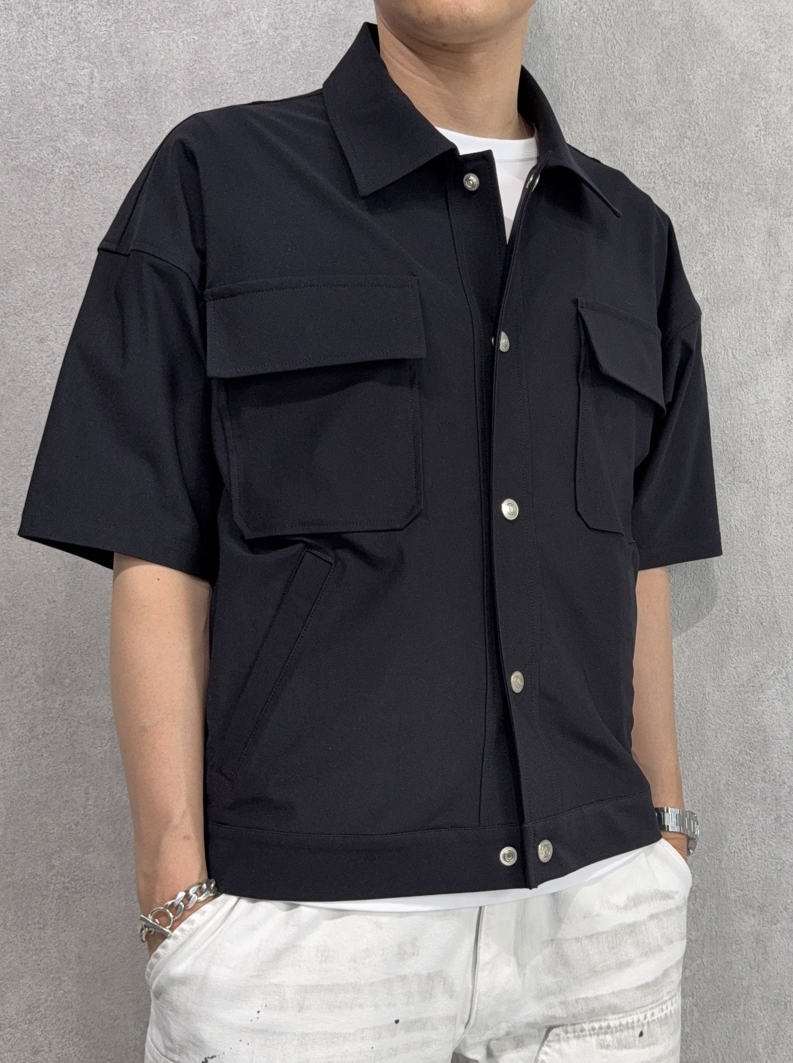 CPO HALF SHIRTS JK / RC40-SH-003 / 半袖ナイロンCPOジャケット / ブラック