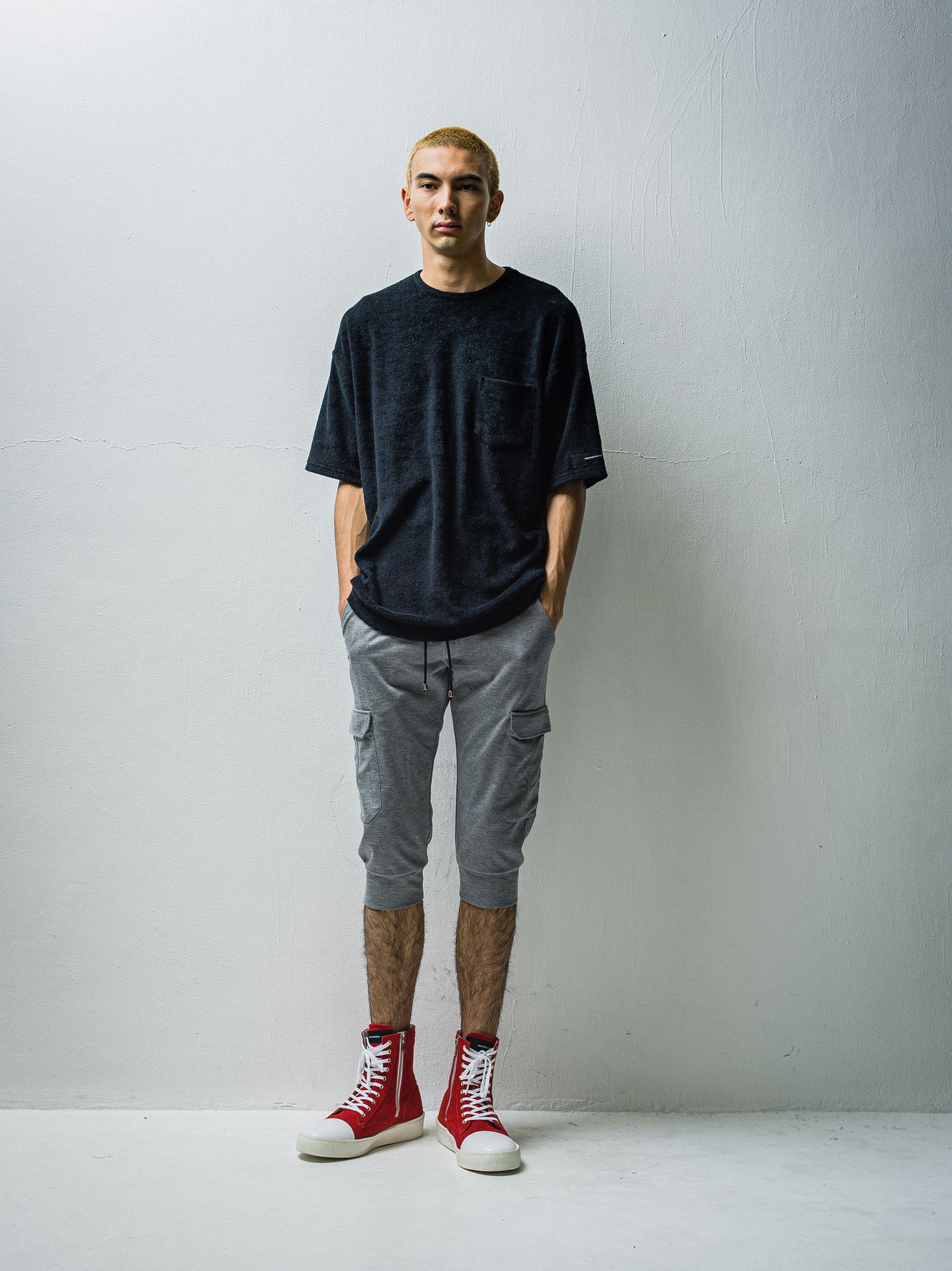 PILE LOOSE POCKET TEE / RC27-T-005 / パイルビッグポケットTシャツ / ブラック※