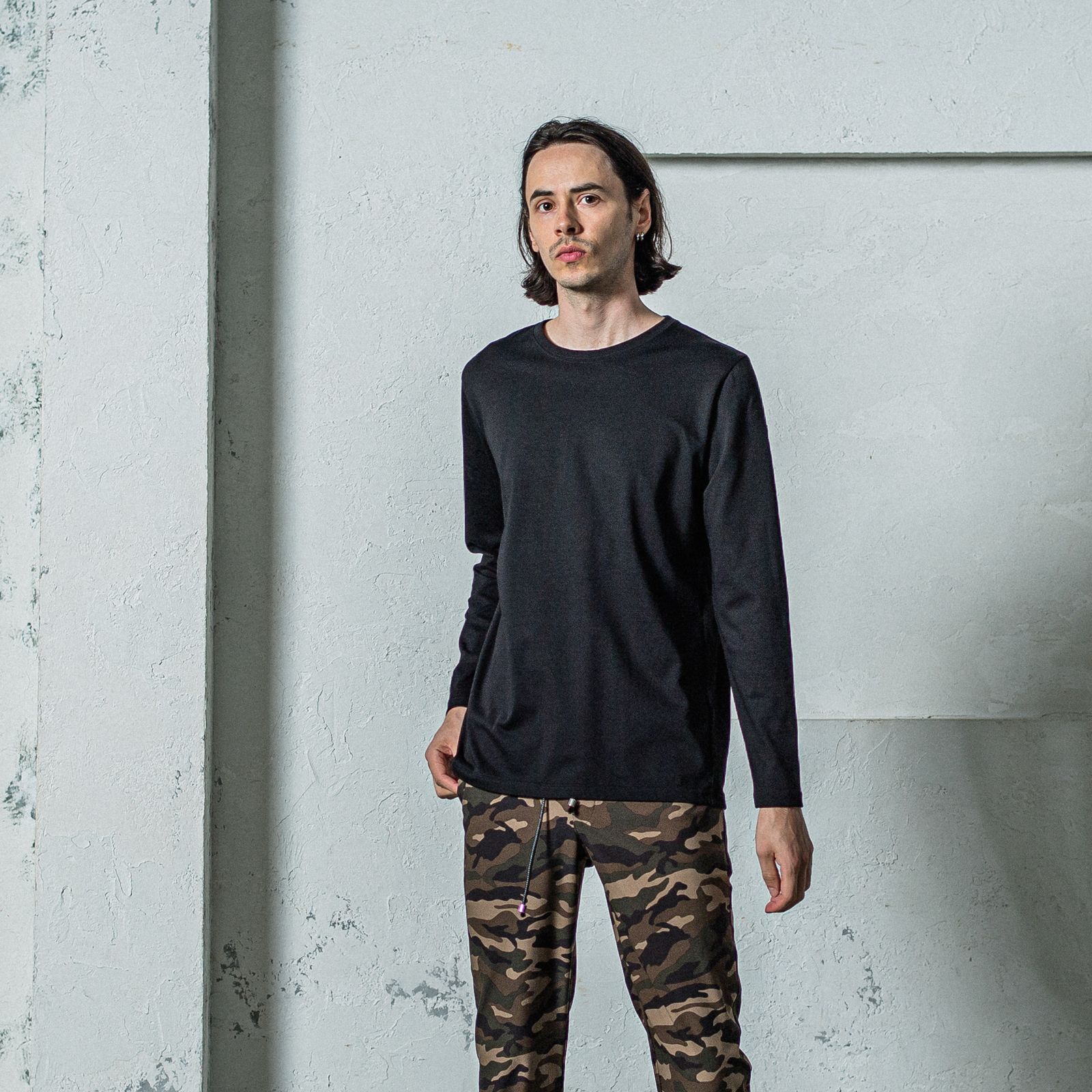 LONG SLEEVE TEE / RC35-T-008 / 無地長袖Tシャツ / ブラック