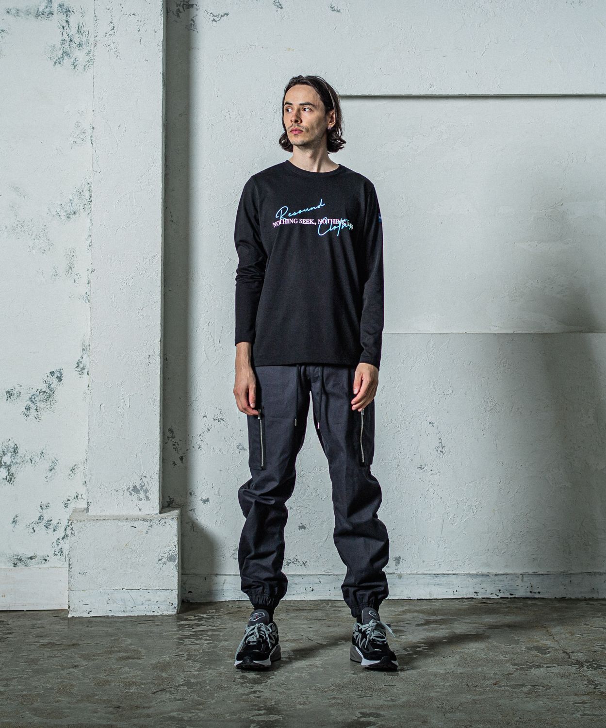 DAVID CARGO PANTS / RC35-ST-040 / ミリタリー裾ゴムカーゴパンツ / ブラック