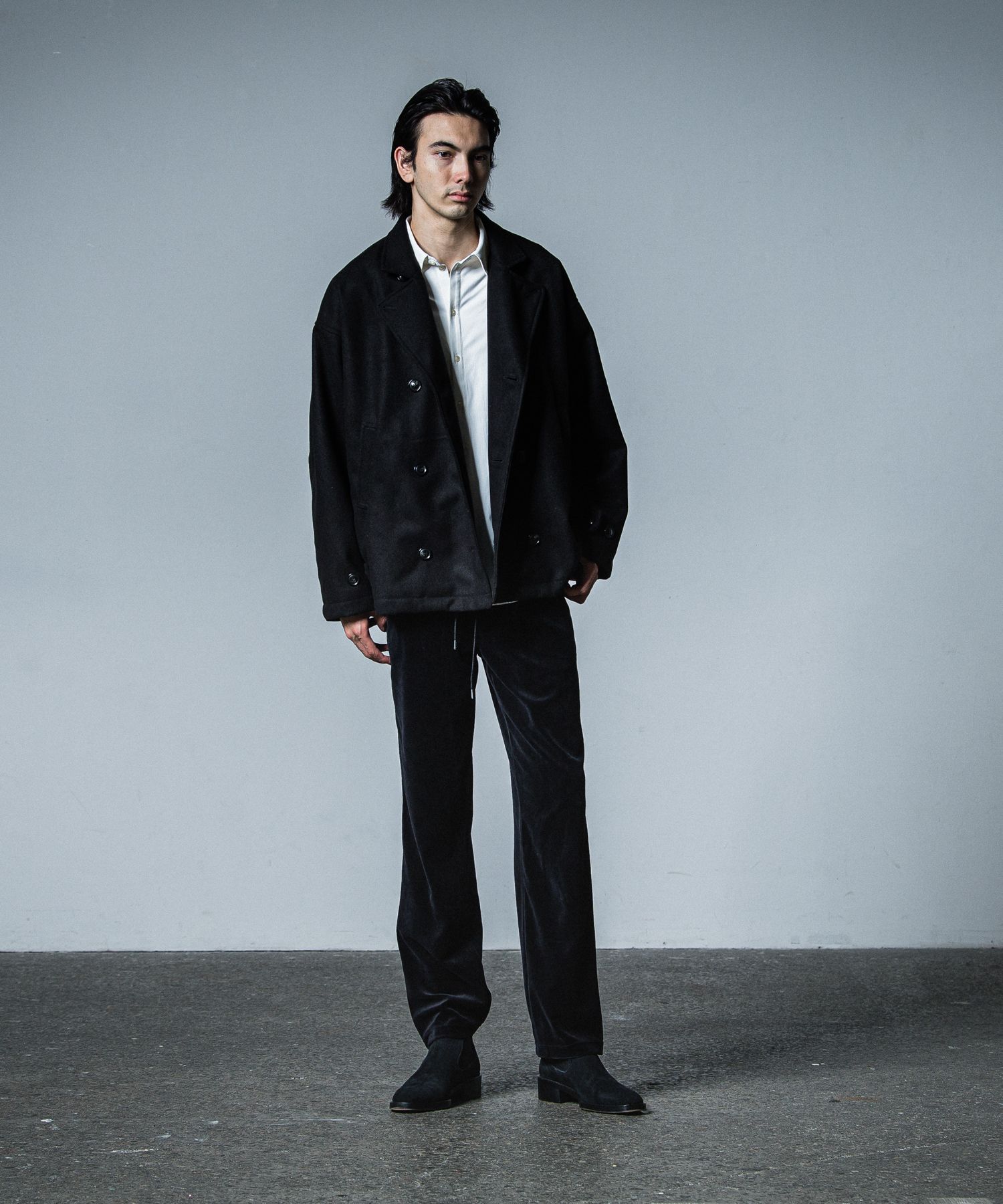 VELOUR SEMI WIDE PT / RC33-ST-008VW / ベロアラインワイドパンツ / ブラック