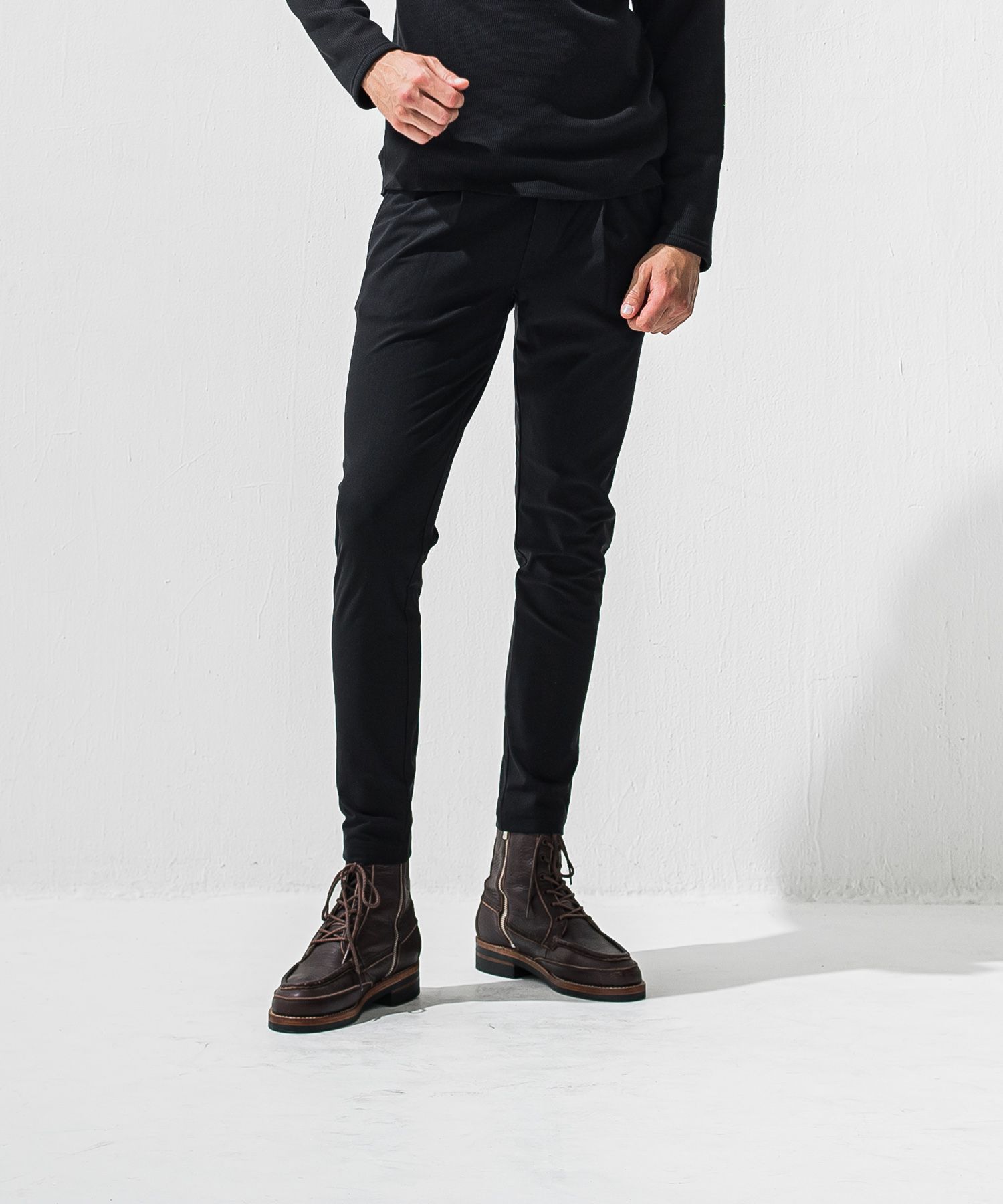 CHRIS EASY HEAT TUCK PANTS / RC42-ST-016HT / 裏起毛ワンタックスラックスイージーパンツ / ブラック (10月下旬入荷予定)