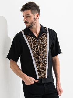 ROCKA LEOPARD HALF SLEEVE SHIRT / OR2-SH-001 / 半袖シャツ / ブラック×ブラウンレオパード (6月中旬入荷予定)