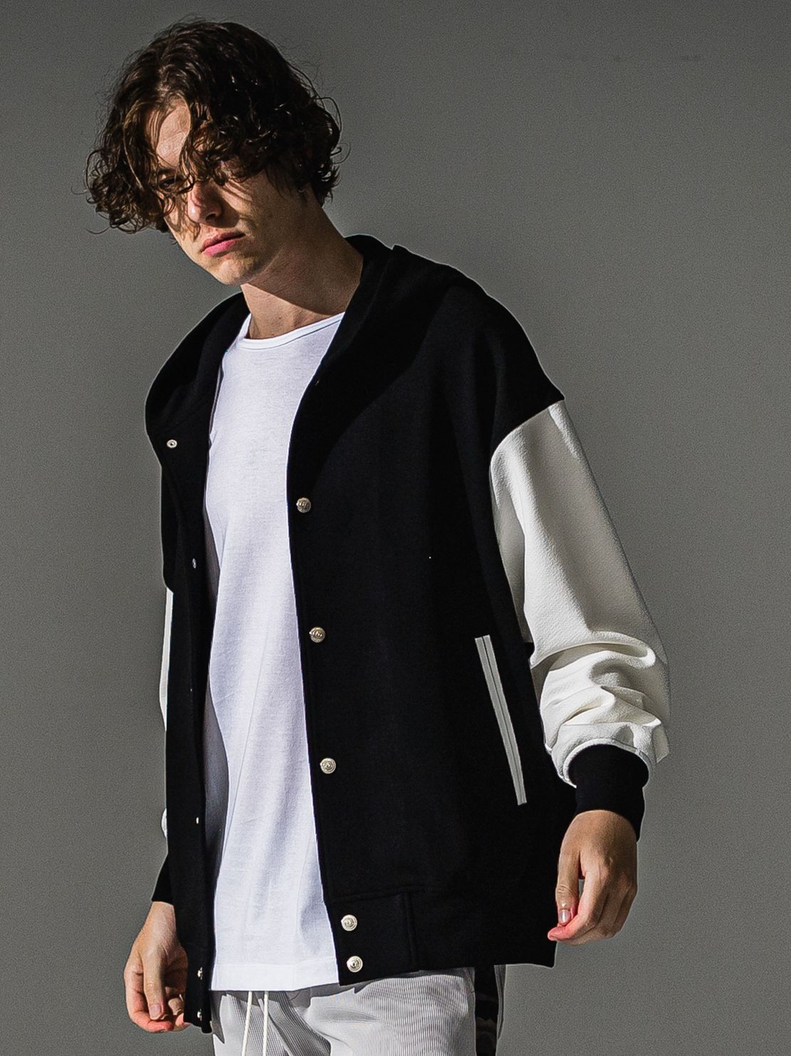 BLISTER VARSITY HOODIE / RC41-C-006 / ライトブリスターニットパーカースタジャン / ブラック×ホワイト (8月下旬入荷予定)