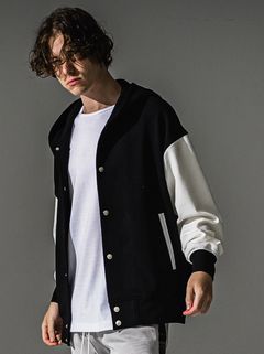 BLISTER VARSITY HOODIE / RC41-C-006 / ライトブリスターニットパーカースタジャン / ブラック×ホワイト (8月下旬入荷予定)