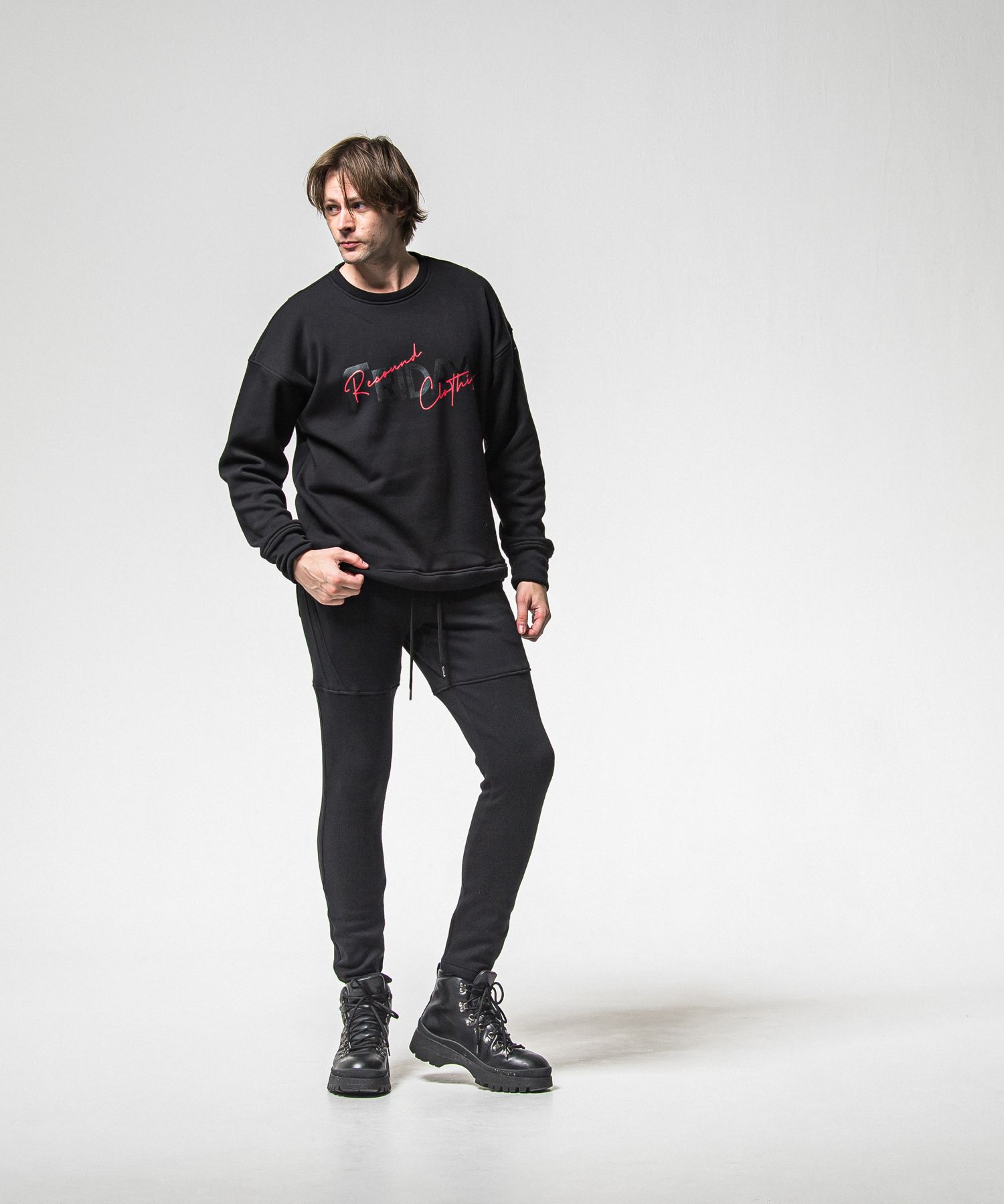 VELOURS FLEECE TYLER PANTS / RC38-ST-026H / 裏起毛スウェットラインパンツ / ブラック (11月中旬入荷予定)