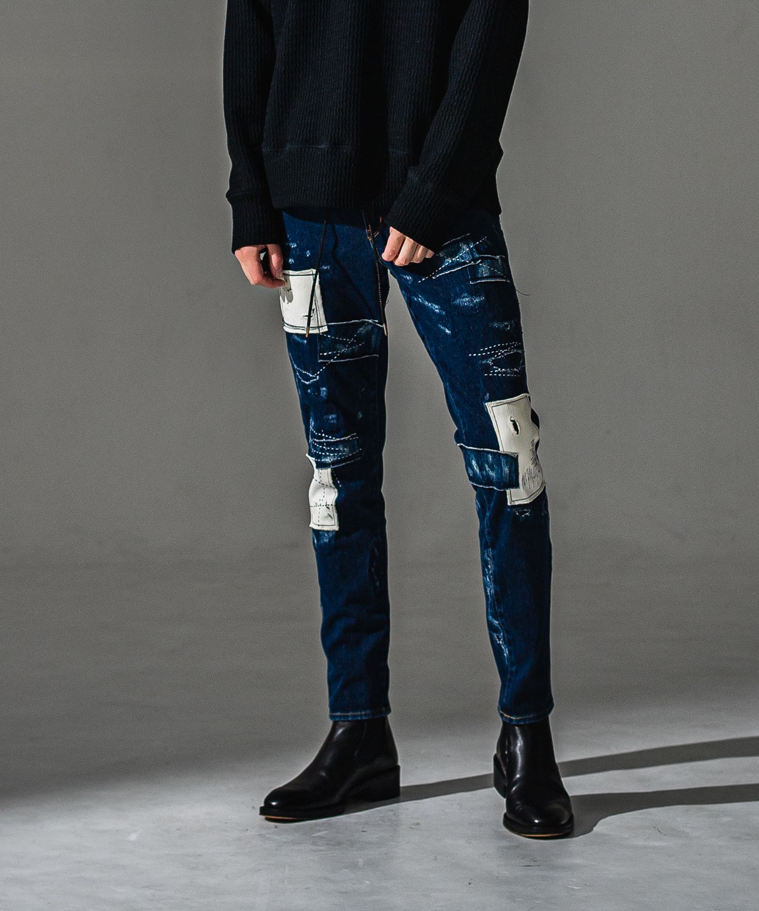 MICK DENIM JERSEY / BASIC-ST-020 / デニムジャージテーパードパンツ / ダークインディゴリメイク (9月上旬入荷予定)