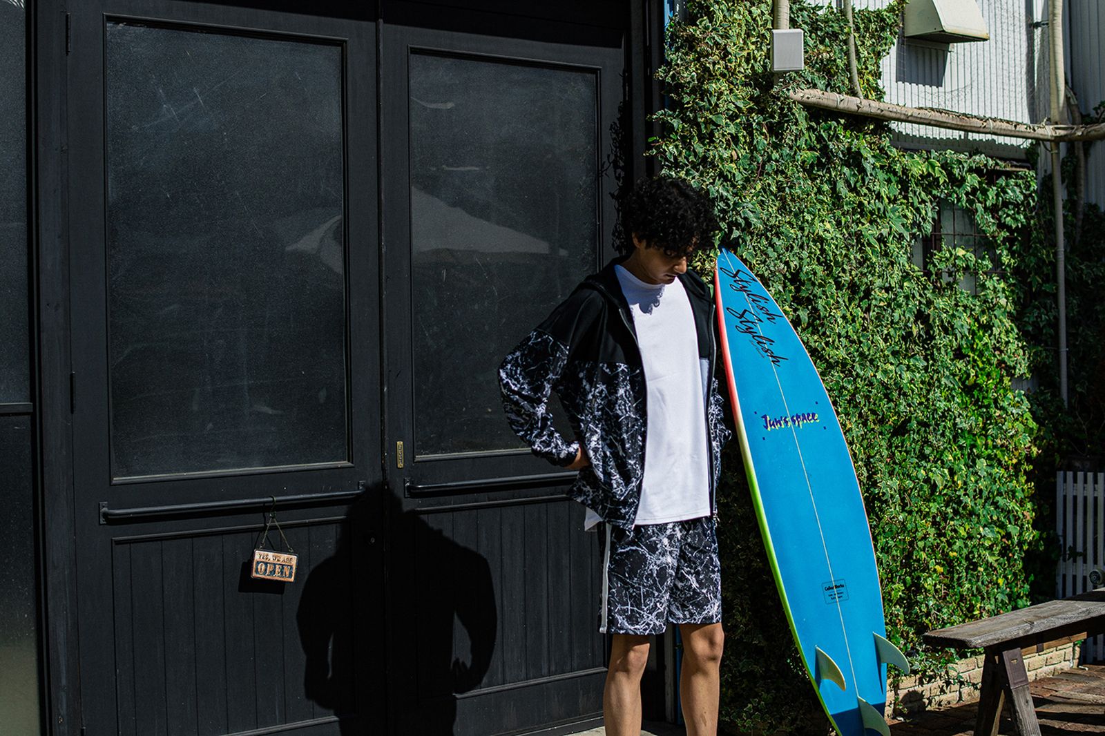 PAISELY RUSH OVER ZIPUP HOODIE / RC32-C-001 / ラッシュガードパーカー / ペイントブラック