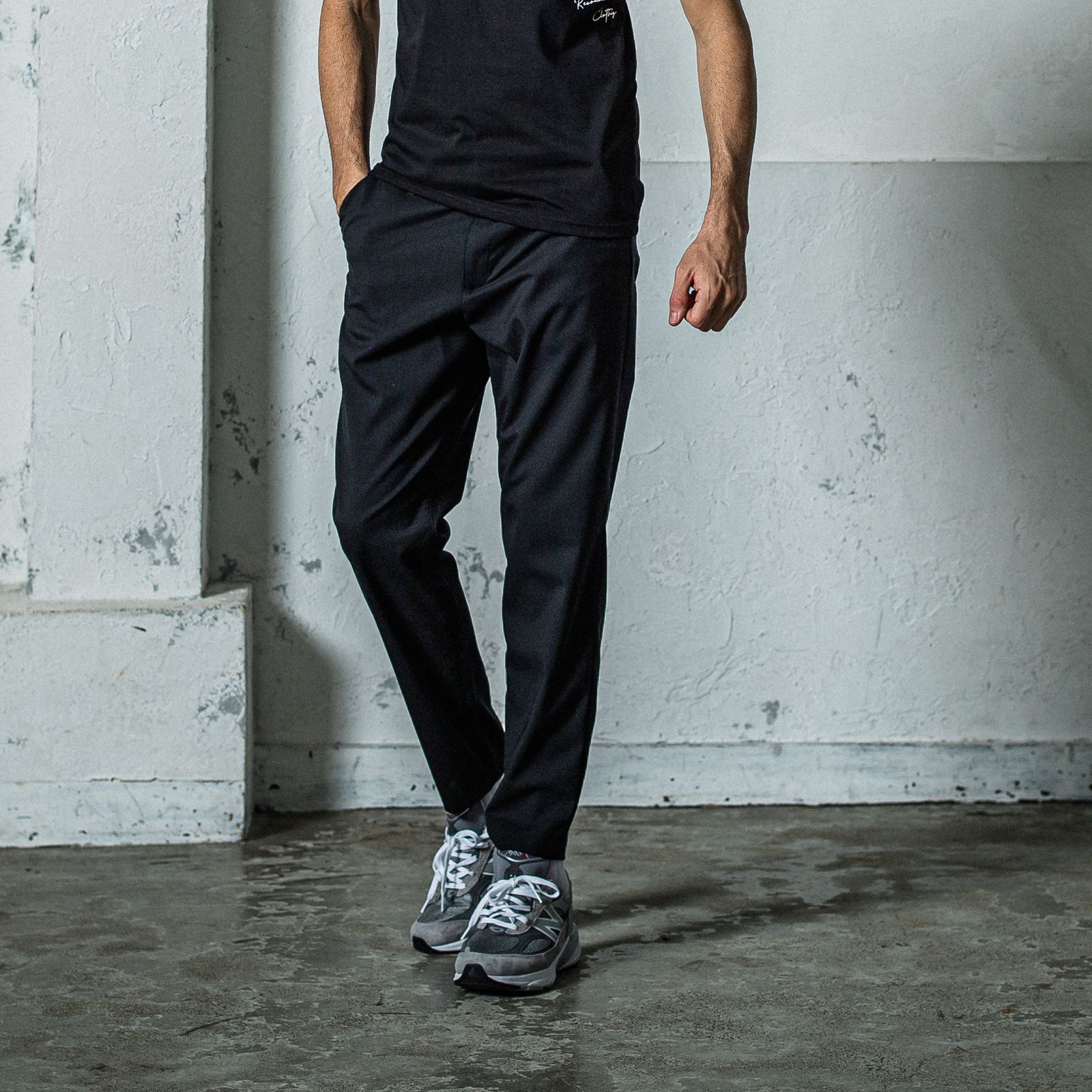 PAT WIDE EASY PANTS / RC35-ST-036 / ワイドテーパードパンツ / ブラック