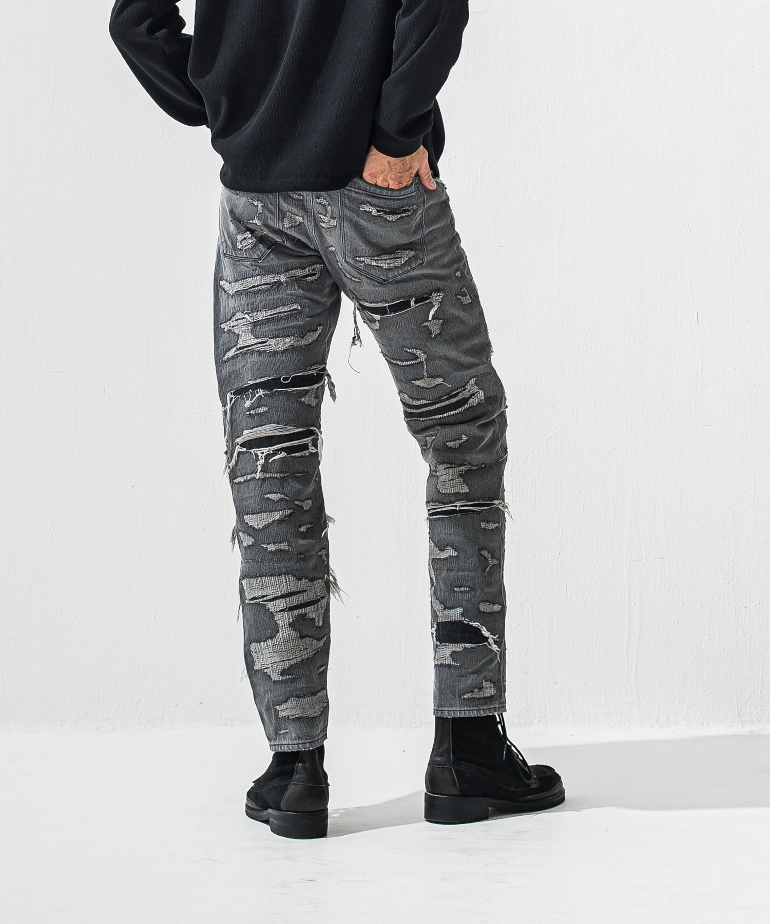 SCOTT JEANSS / RC42-ST-006 / レギュラーテーパードデニムパンツ / スペシャルクラッシュ ブラック (12月中旬入荷予定)