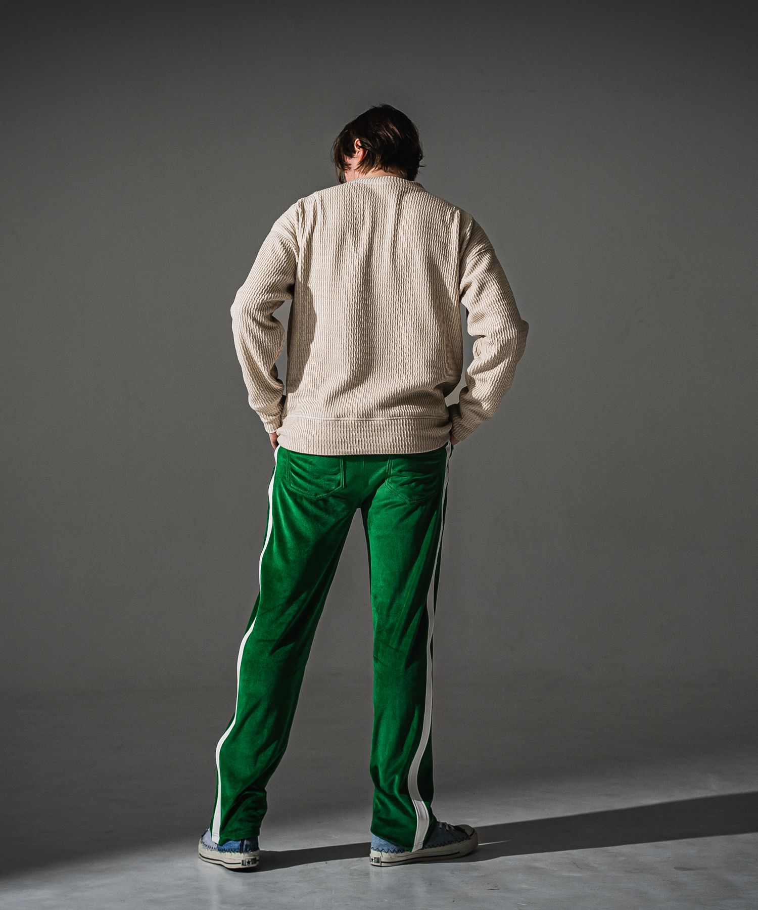 VELOUR SEMIWIDE TUCK PT / RC41-ST-044 / ベロアセミワイドタックパンツ / グリーン (9月中旬入荷予定)