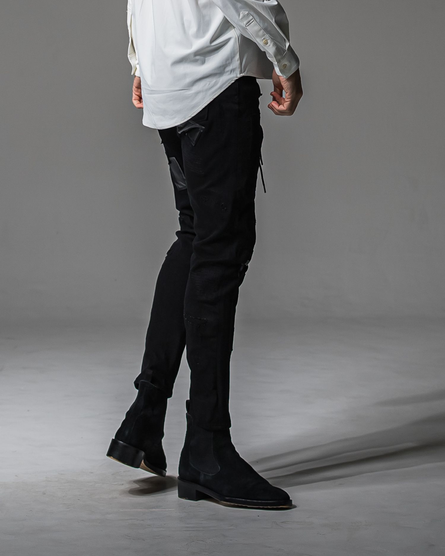 MICK DENIM JERSEY / BASIC-ST-020 / デニムジャージテーパードパンツ / ブラックリメイク (9月上旬入荷予定)