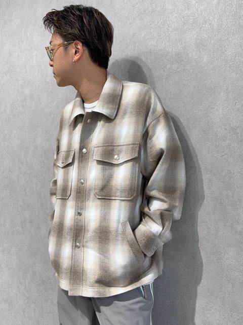 RESOUND新作チェックシャツ×ワイドラインパンツコーデ