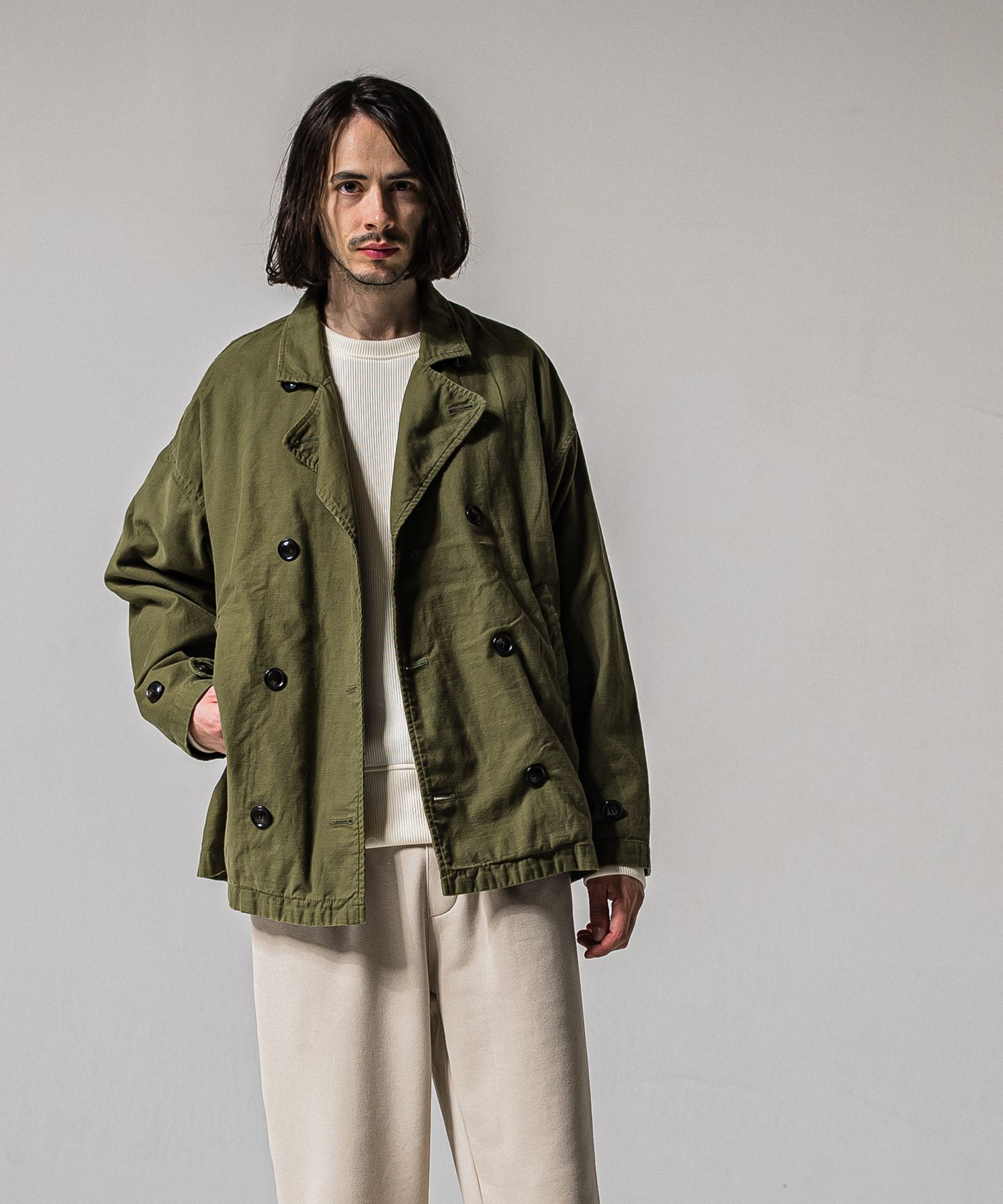 MV OVER PCOAT / RC39-JK-006 / ミリタリーピーコートジャケット / カーキ (2月上旬入荷予定)