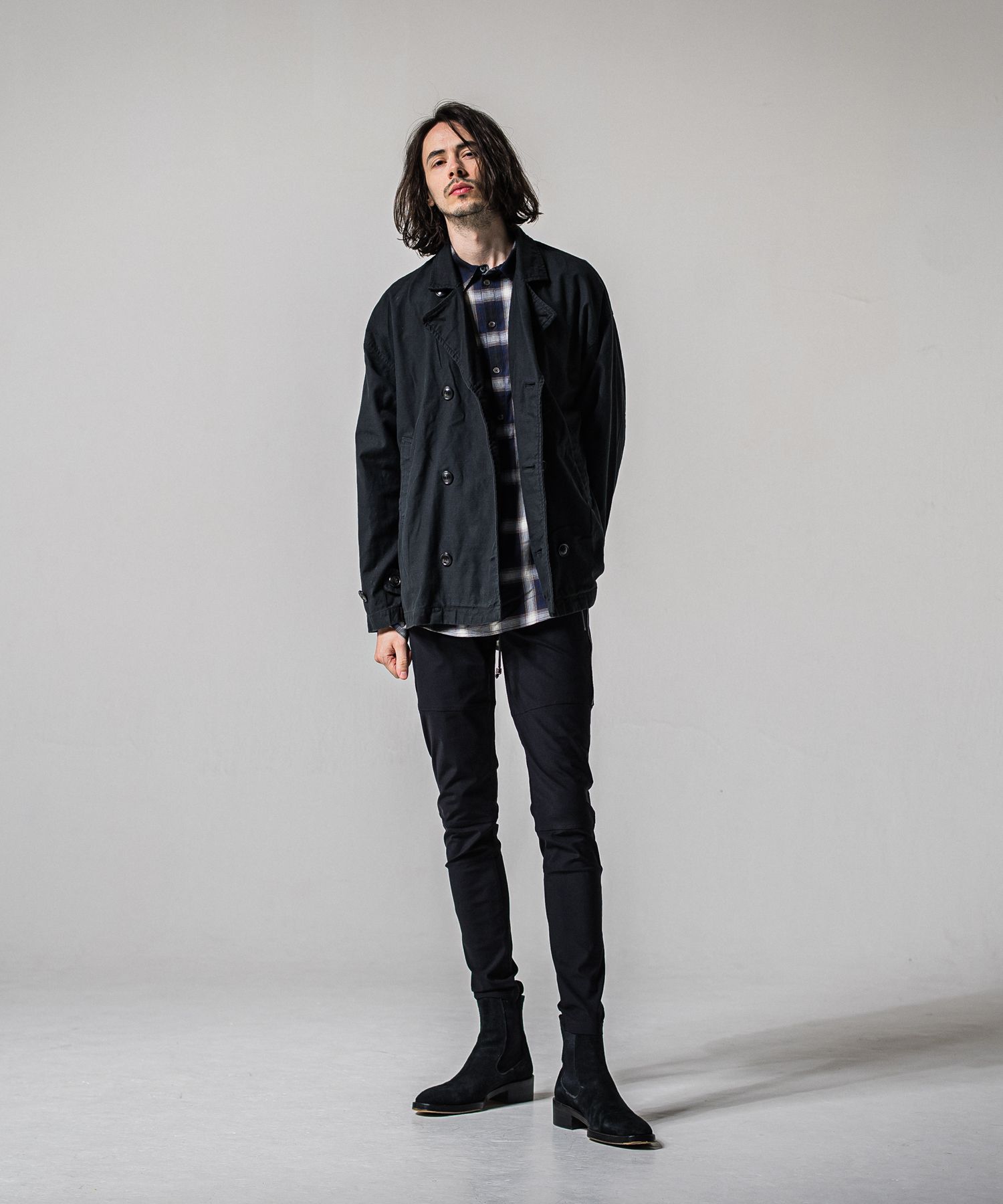 JOHNSON LINE NYLON PT / BASIC-ST-009 / ジョンソンナイロンラインパンツ / ブラック×レザーブラック (3月上旬入荷予定)