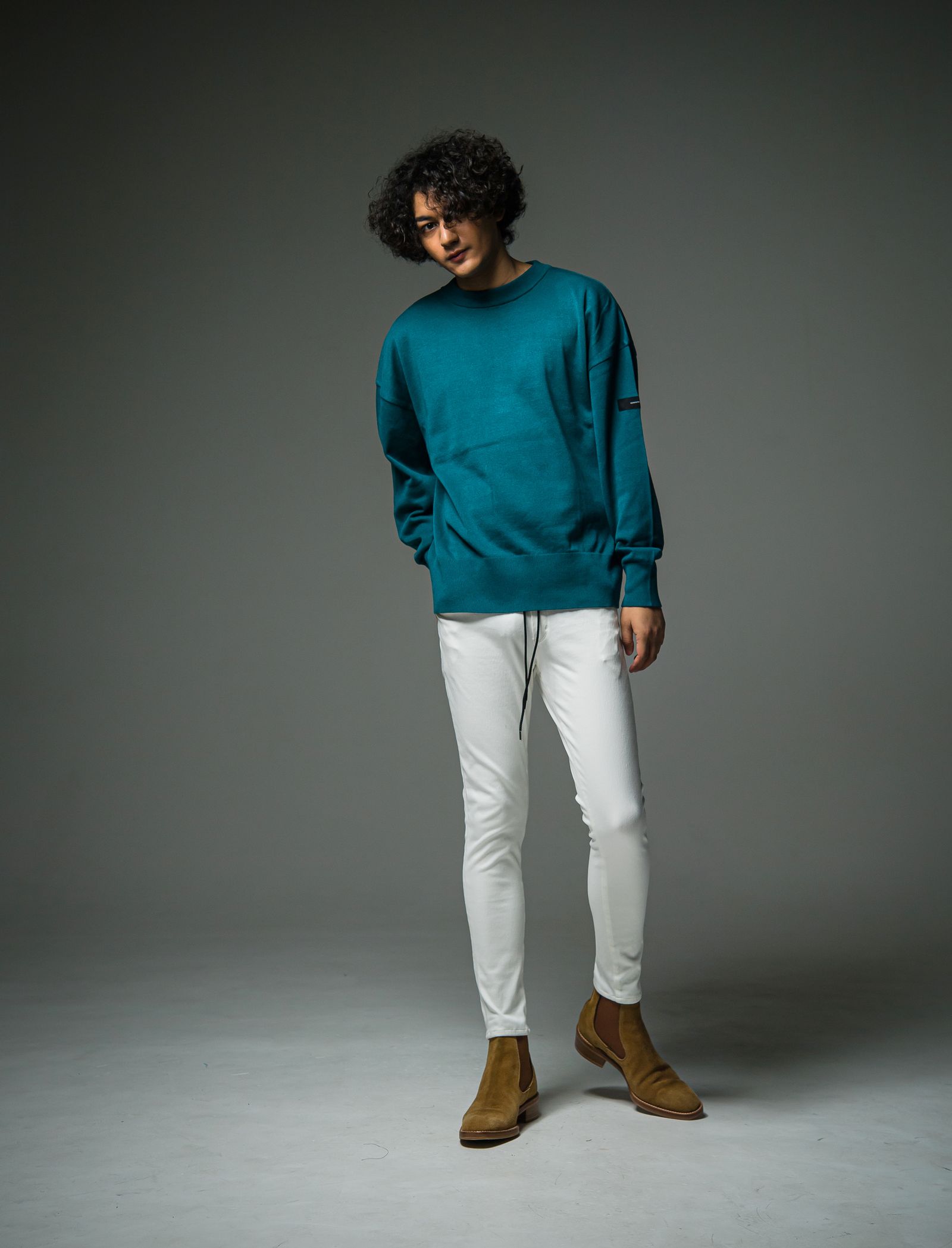 SILK KNT OVER LONG SLEEVE / RC29-K-002 / 無地ルーズコットンニット / グリーン