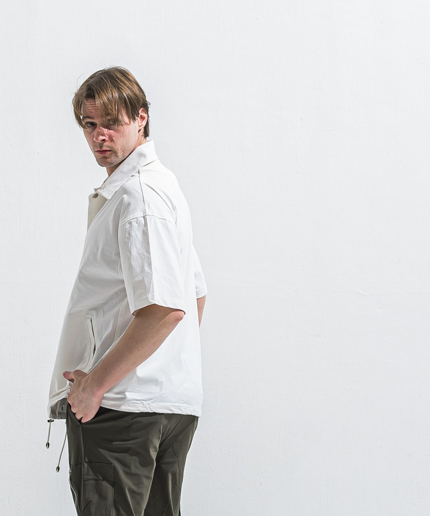 NYLON HALF COACH JACKET / RC40-C-002 / 半袖ナイロンコーチジャケット / ホワイト (5月中旬入荷予定)