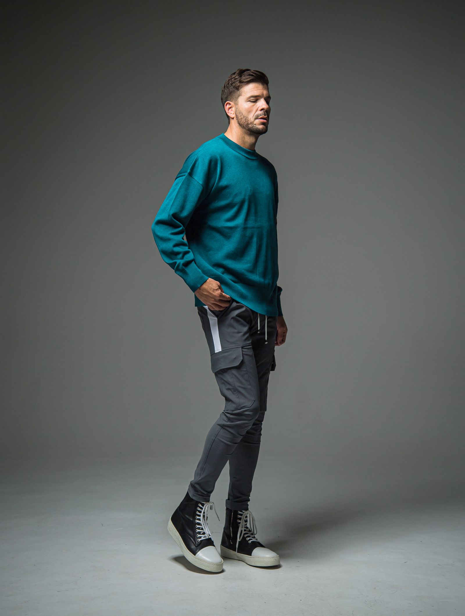 SILK KNT OVER LONG SLEEVE / RC29-K-002 / 無地ルーズコットンニット / グリーン