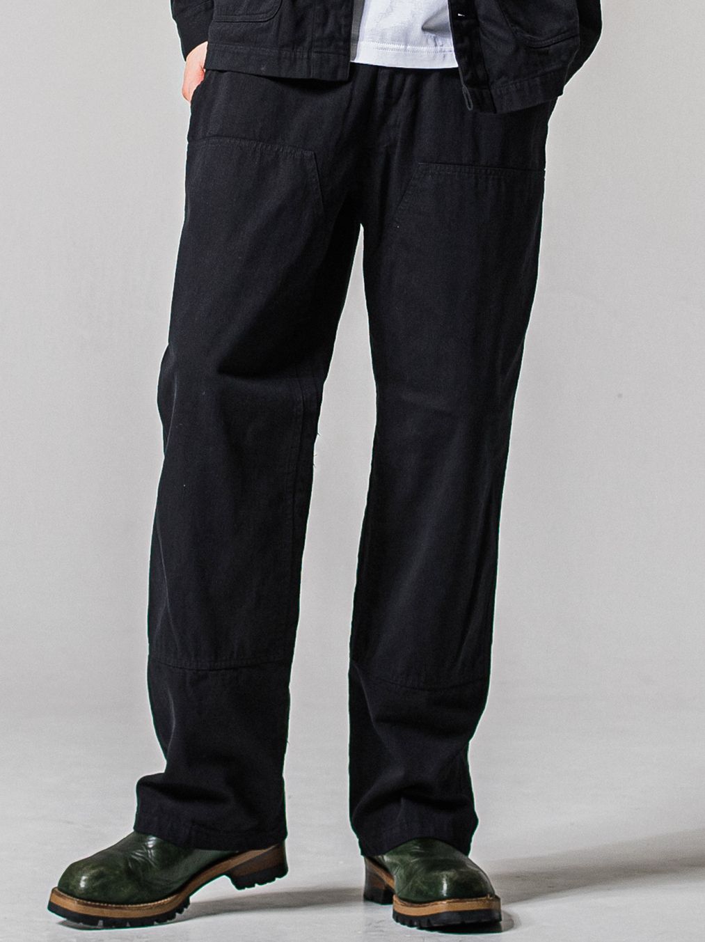 DOUBLE KNEE PT / RC39-ST-041 / ダブルニーワイドデニムパンツ / ブラック (2月中旬入荷予定)
