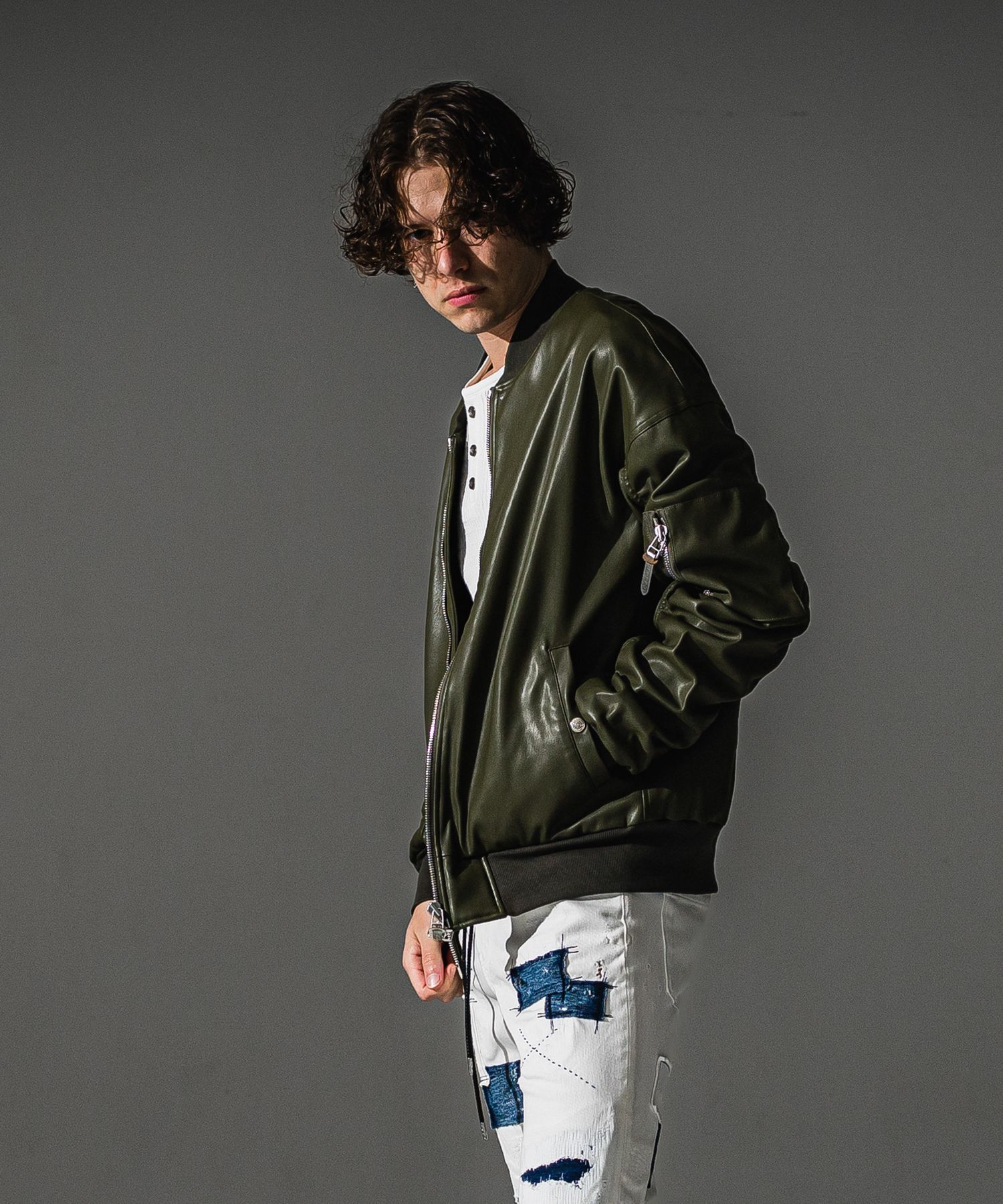 DAVID JACKET / RC41-JK-003 / MA-1 / カーキレザー (9月下旬入荷予定)