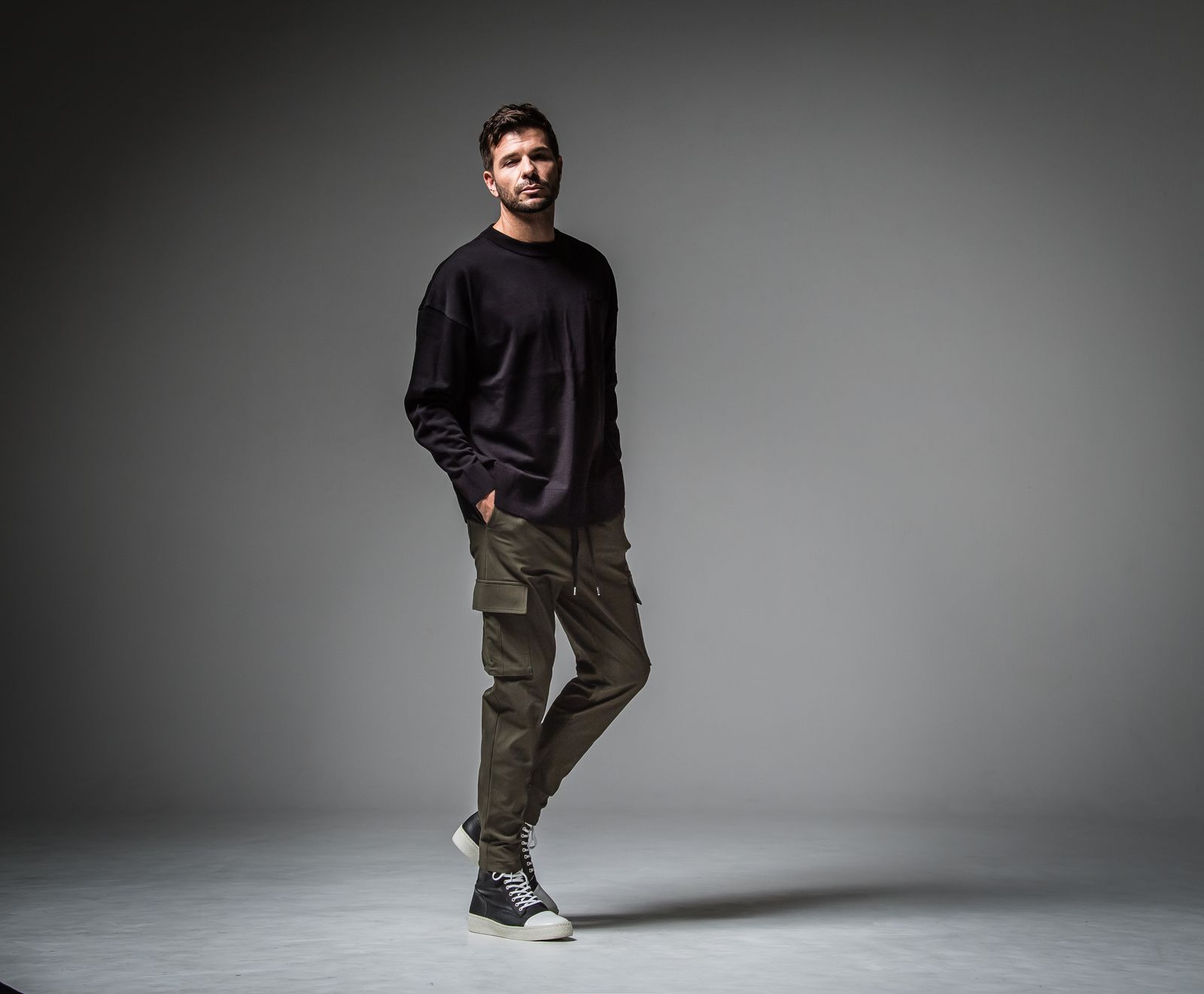 POCKET OVER SWEATER / RC30-K-002 / ポケットルーズニット / ブラック