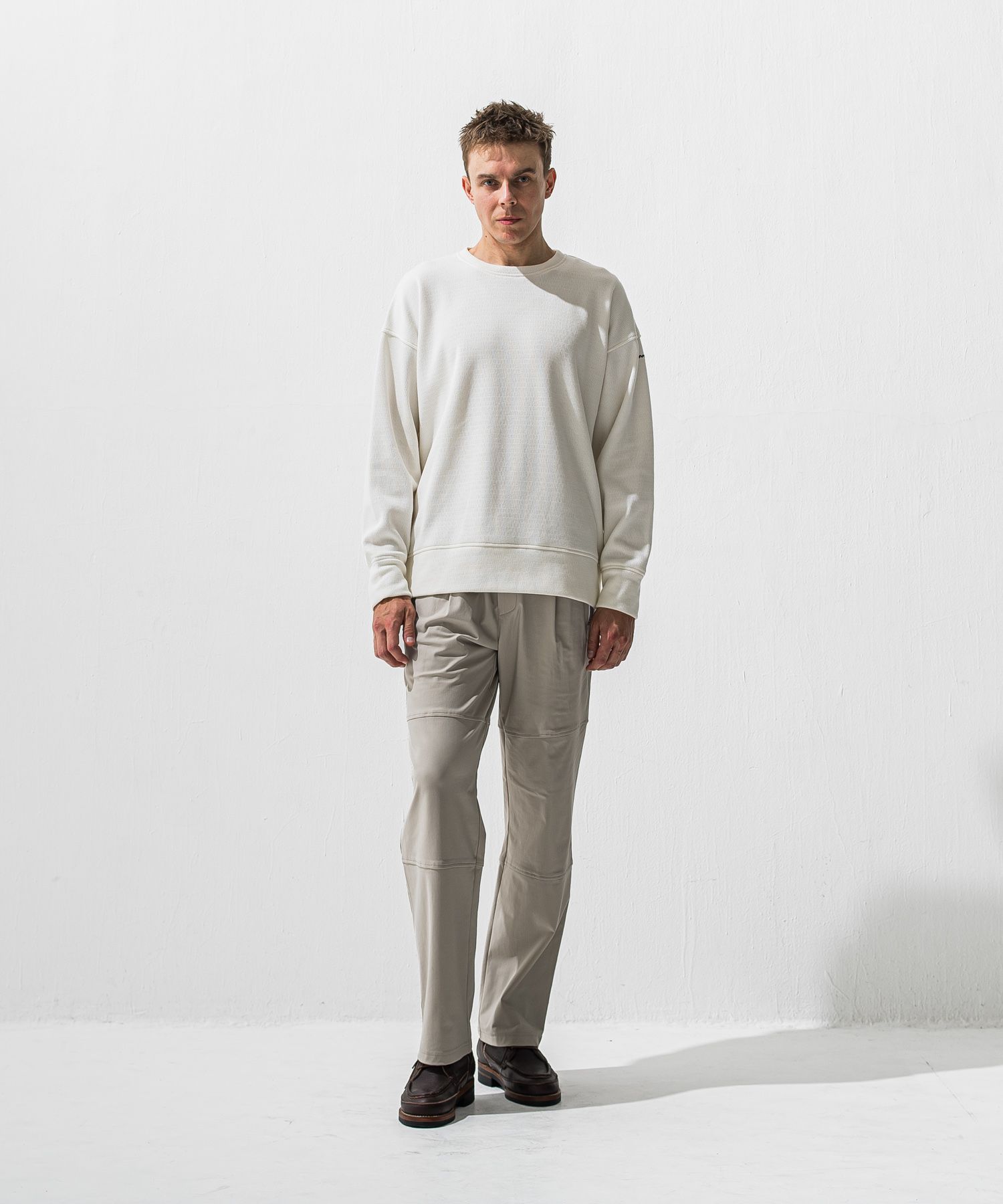 VELOURS FLEECE THERMAL LOOSE TRAINER / RC42-C-002 / 裏起毛サーマルトレーナー / ホワイト (10月下旬入荷予定)
