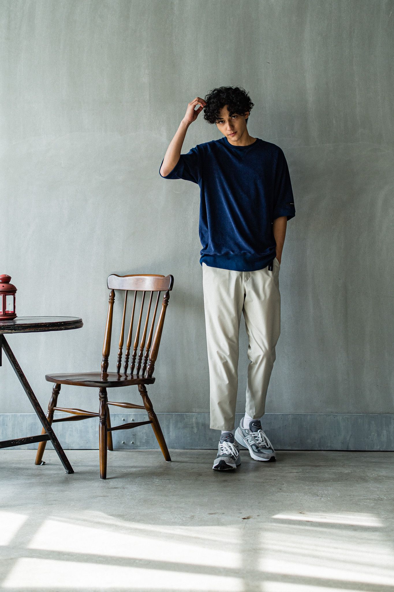 PAT WIDE EASY PANTS / RC32-ST-036 / ベルト付きテーパードワイドパンツ / ベージュ
