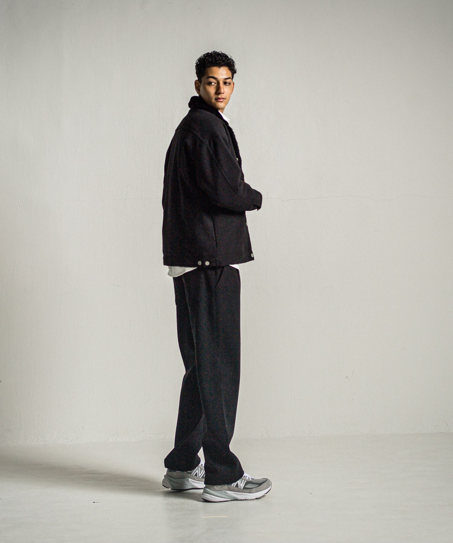 MELTON WIDE TUCK PANTS / RC34-ST-016WT / メルトンワイドタックパンツ / ブラック