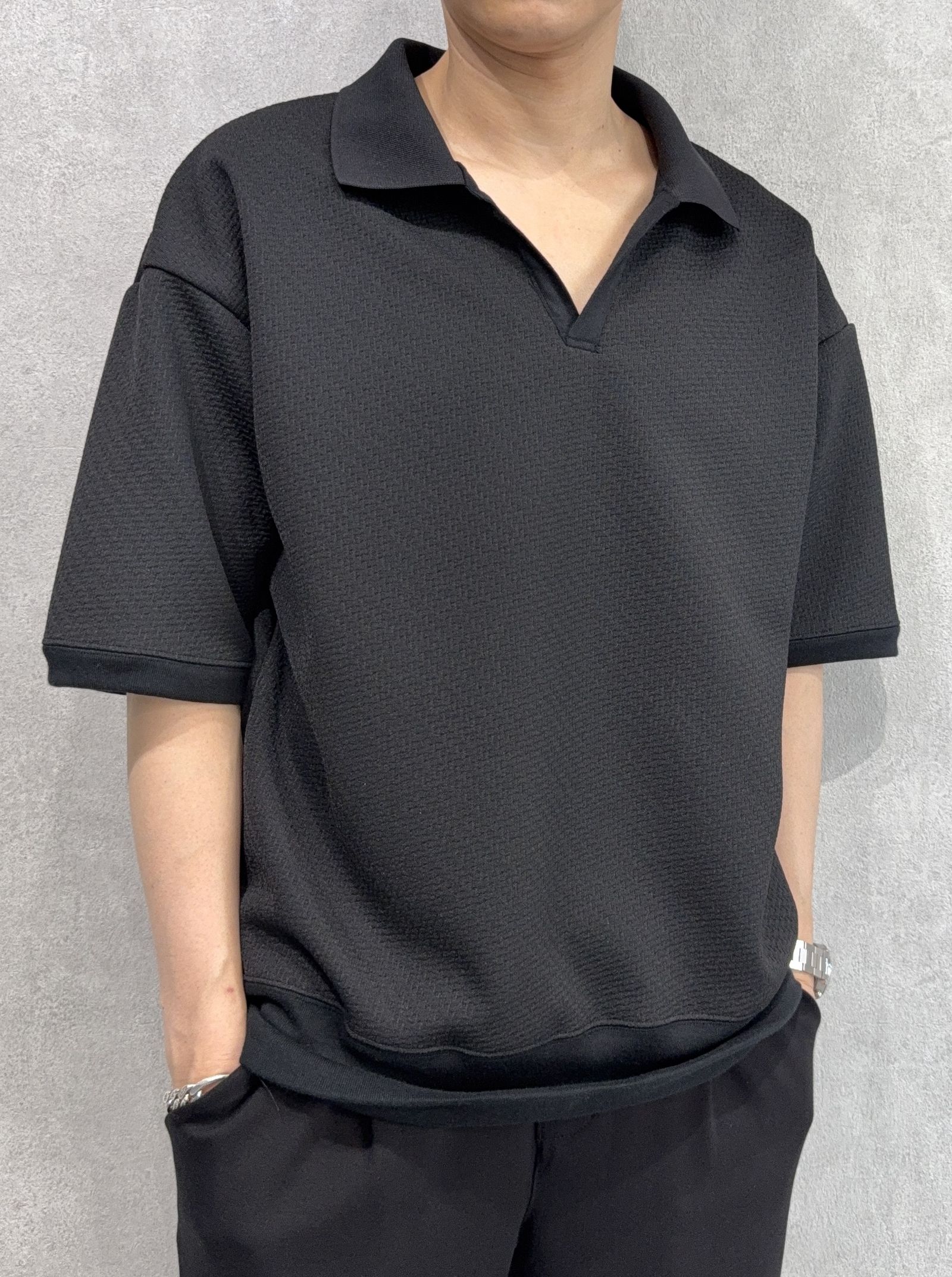 BLISTER POLO / DP1-T-005 / ブリスターニットスキッパーポロ / ブラック