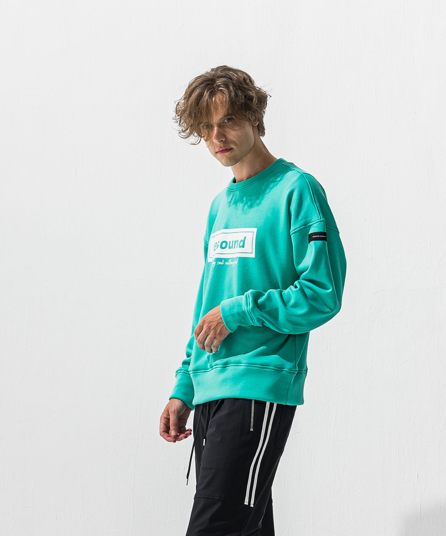 BOX VELOURS FLEECE DROP TRAINER / RC42-C-007 / 裏起毛ボックスロゴトレーナー / ブルーグリーン (11月上旬入荷予定)
