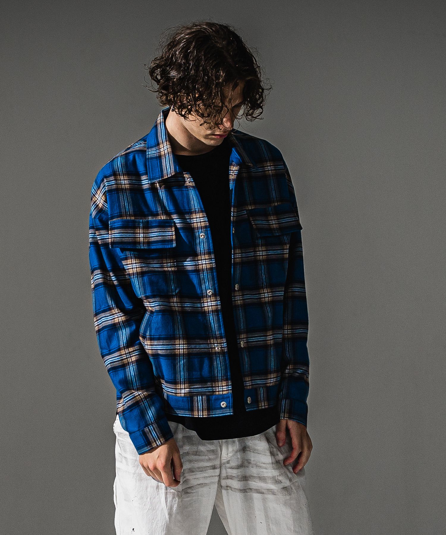 CHECK SHIRT JACKET / RC41-SH-003 / チェックシャツジャケット / ブルー (8月下旬入荷予定)