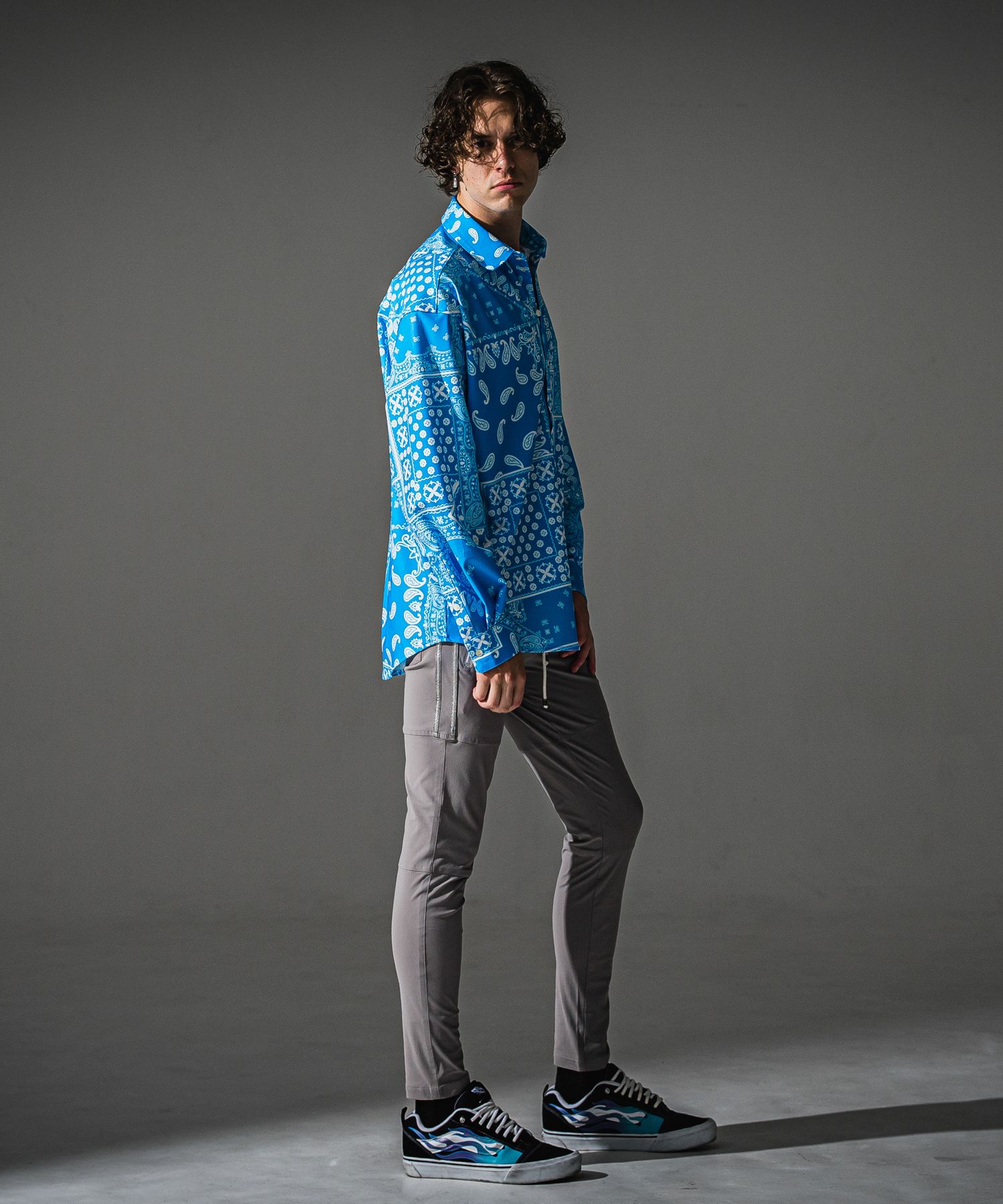 JOHNSON LINE NYLON PT / BASIC-ST-009 / ジョンソンラインナイロンパンツ / グレー×シルバー (7月下旬入荷予定)
