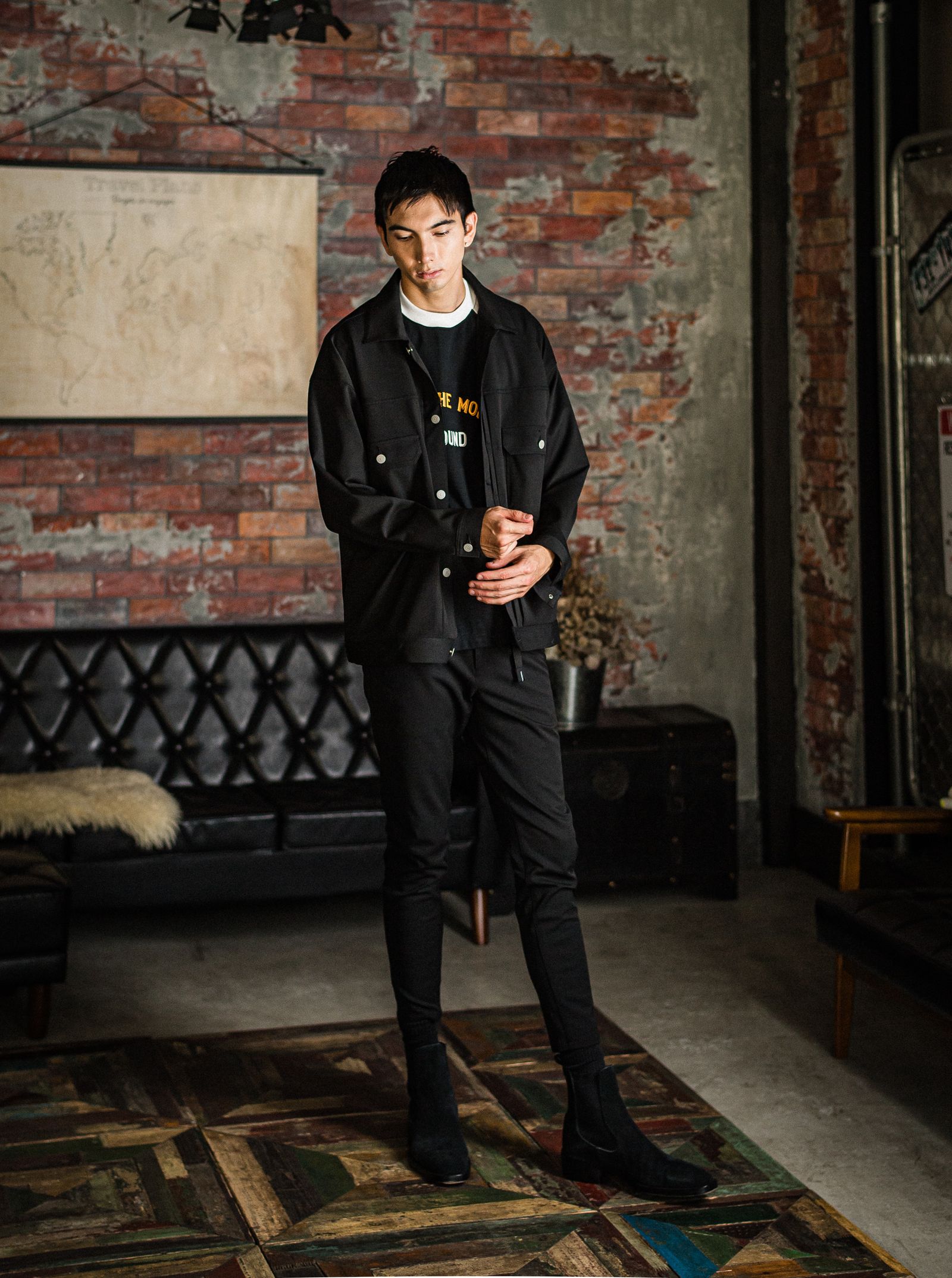 PAT TIGHT EASY PANTS / RC31-ST-037 / ベルト付きイージーパンツ / ブラック