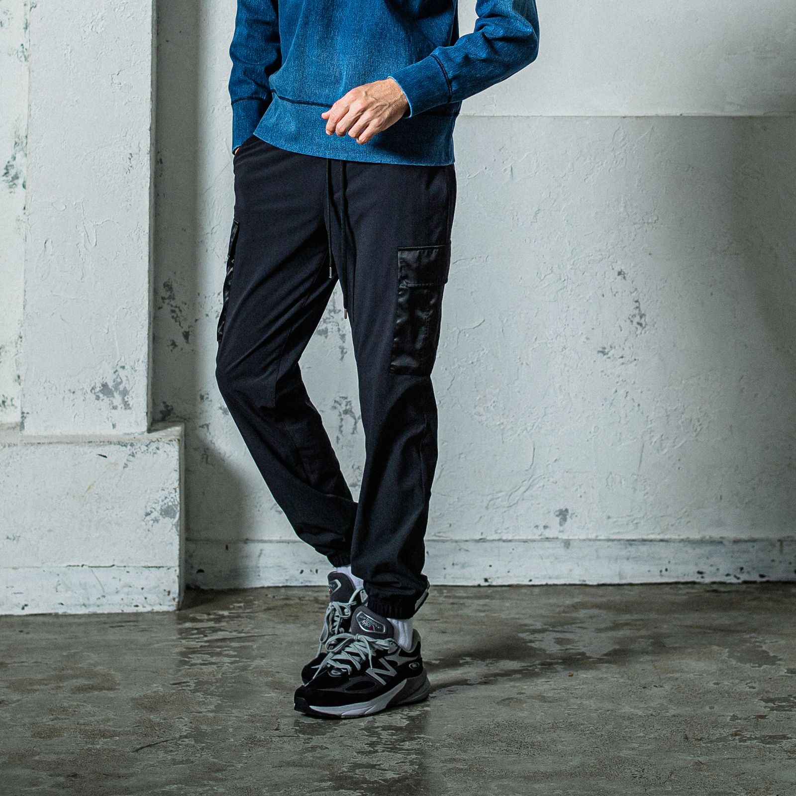 NY PT CARGO PANTS / RC35-ST-035 / ナイロン裾ゴムイージーカーゴパンツ / ブラック