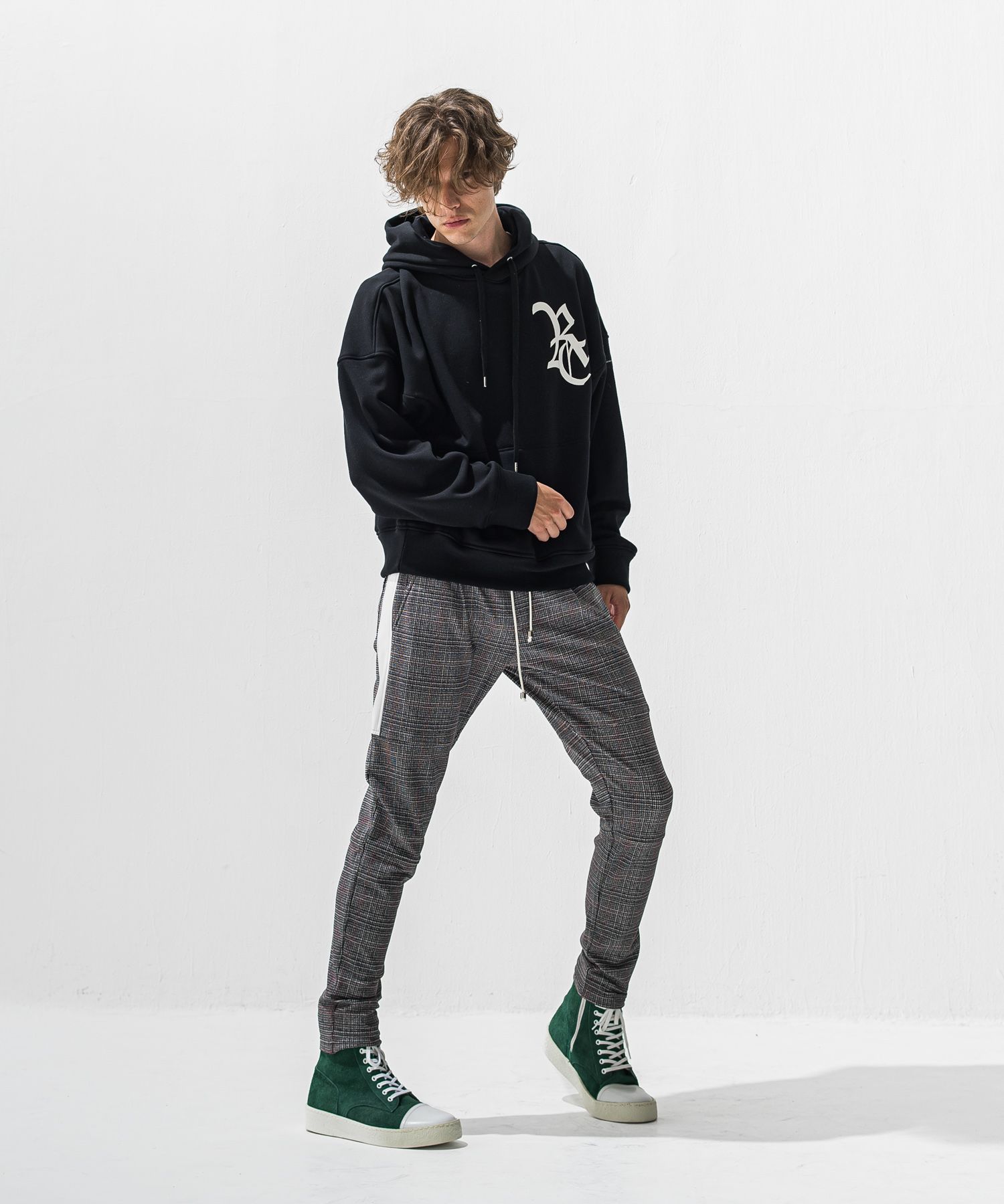 JT HEAT CHECK PT / RC42-ST-045 / 裏起毛切り替えラインタックパンツ / グレンチェック グレー×レッド (11月中旬入荷予定)