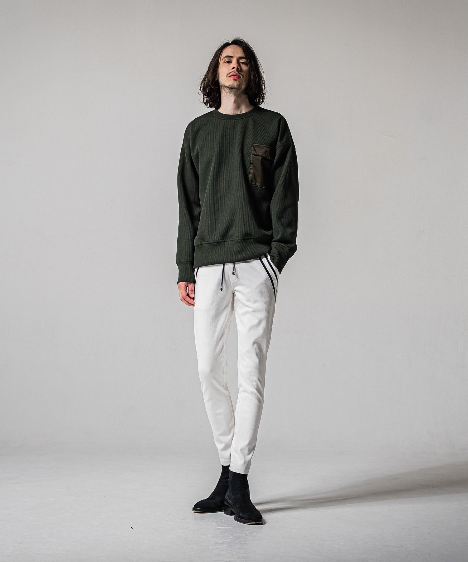 EX DENIM JERSEY EDGE PT / RC39-ST-014D / デニムジャージラインパンツ / ホワイト (2月上旬入荷予定)