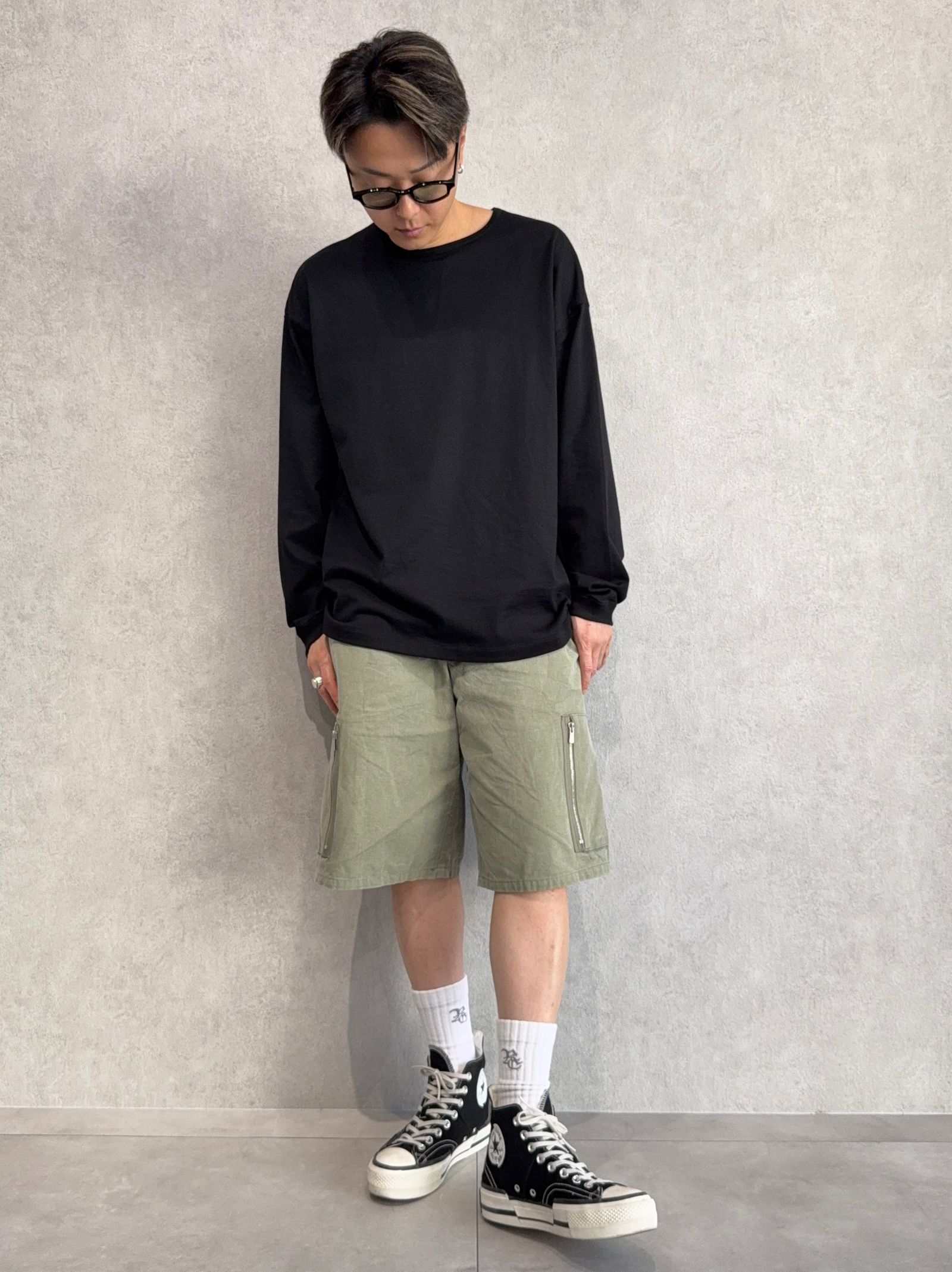 より一層オシャレに見える、ロンTEE×ハーパンの合わせ
