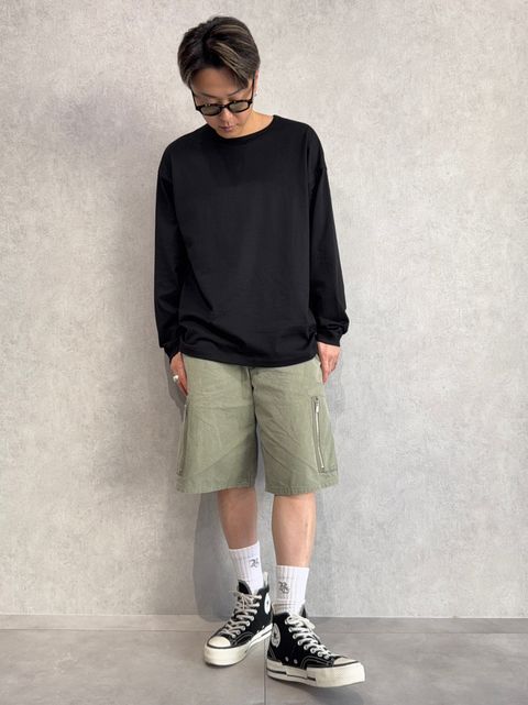 より一層オシャレに見える、ロンTEE×ハーパンの合わせ