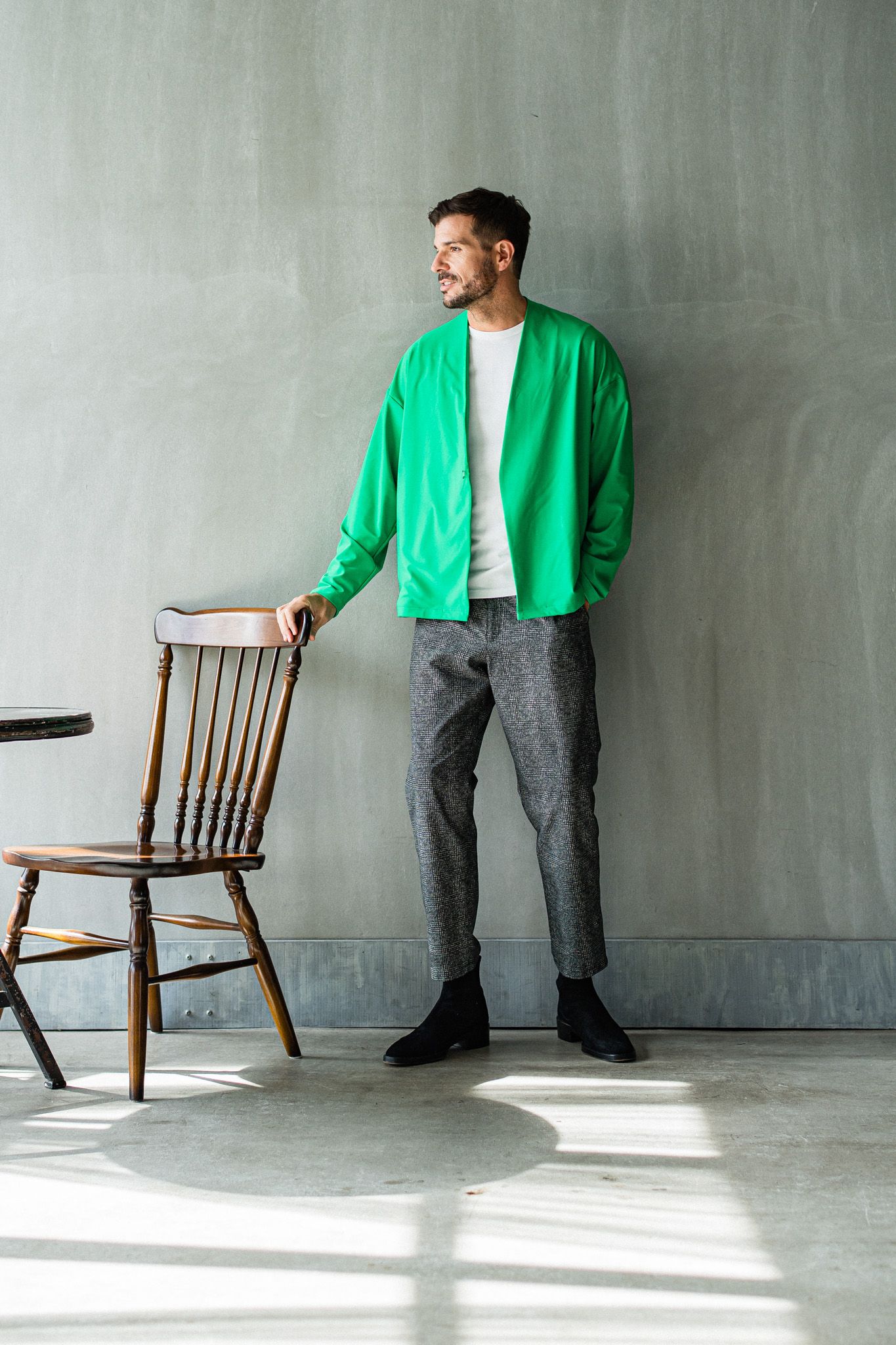 PAT WIDE EASY PANTS / RC32-ST-036 / ベルト付きテーパードワイドパンツ / グレンチェック