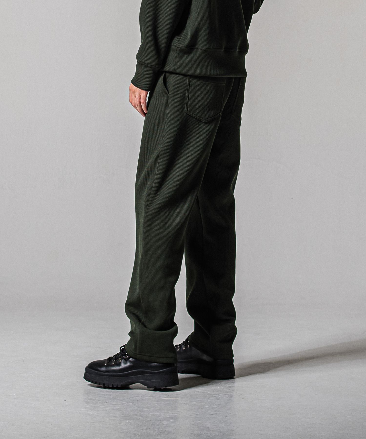 AZE WIDE TUCK PANTS / RC39-ST-016WT2 / 高機能畦編みニットワイドタックパンツ / カーキ (1月中旬入荷予定)