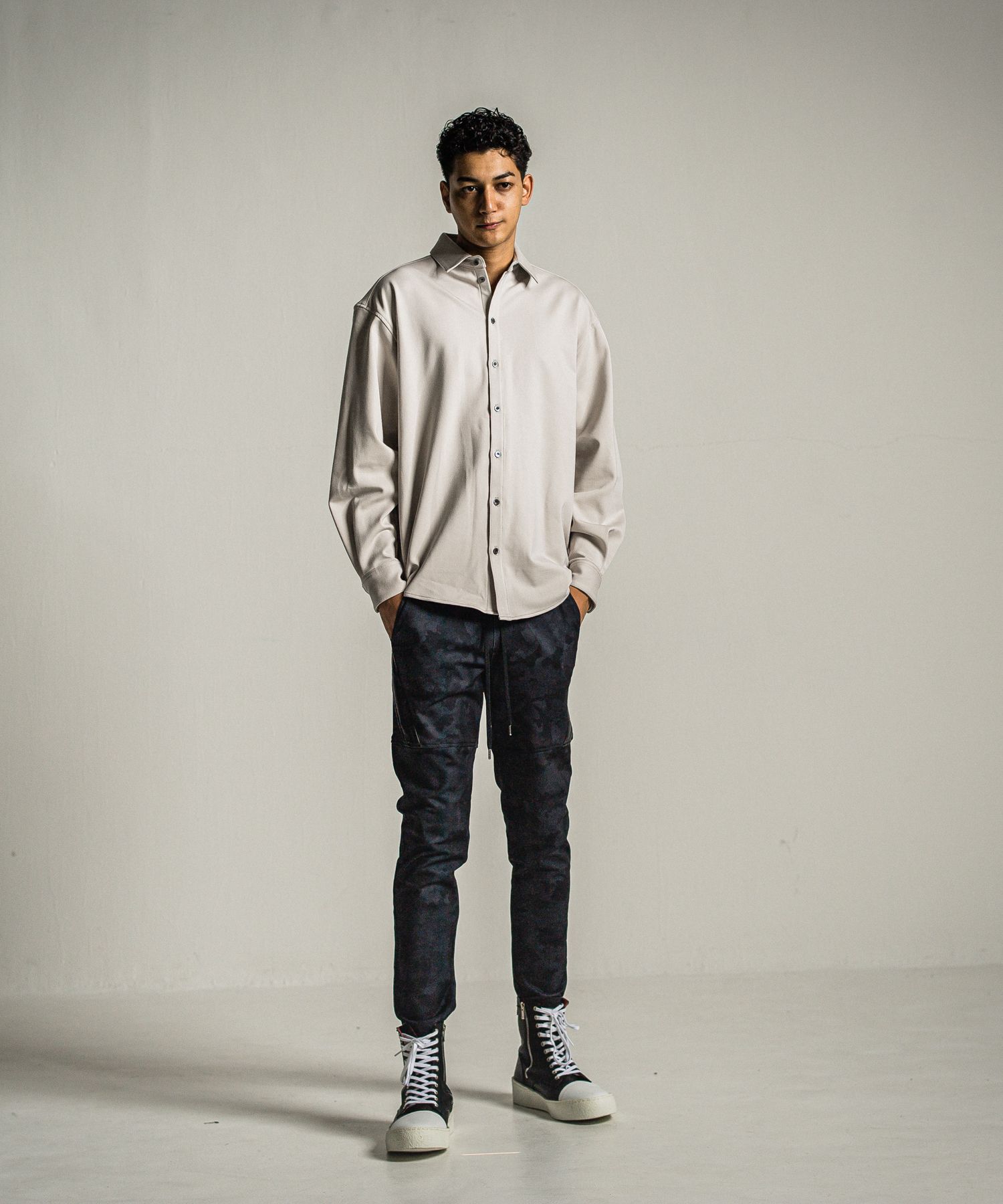 JERSEY JACK SHIRT / RC34-SH-001 / 裏起毛オーバーサイズシャツ / グレー
