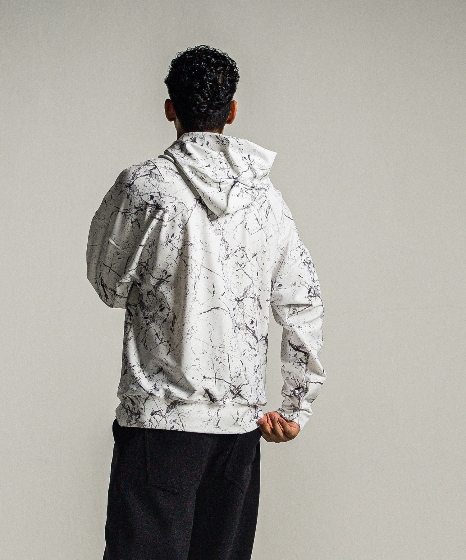 PAINT LOOSE HOODIE / RC34-C-008 / ペイント柄ルーズパーカー / グレー