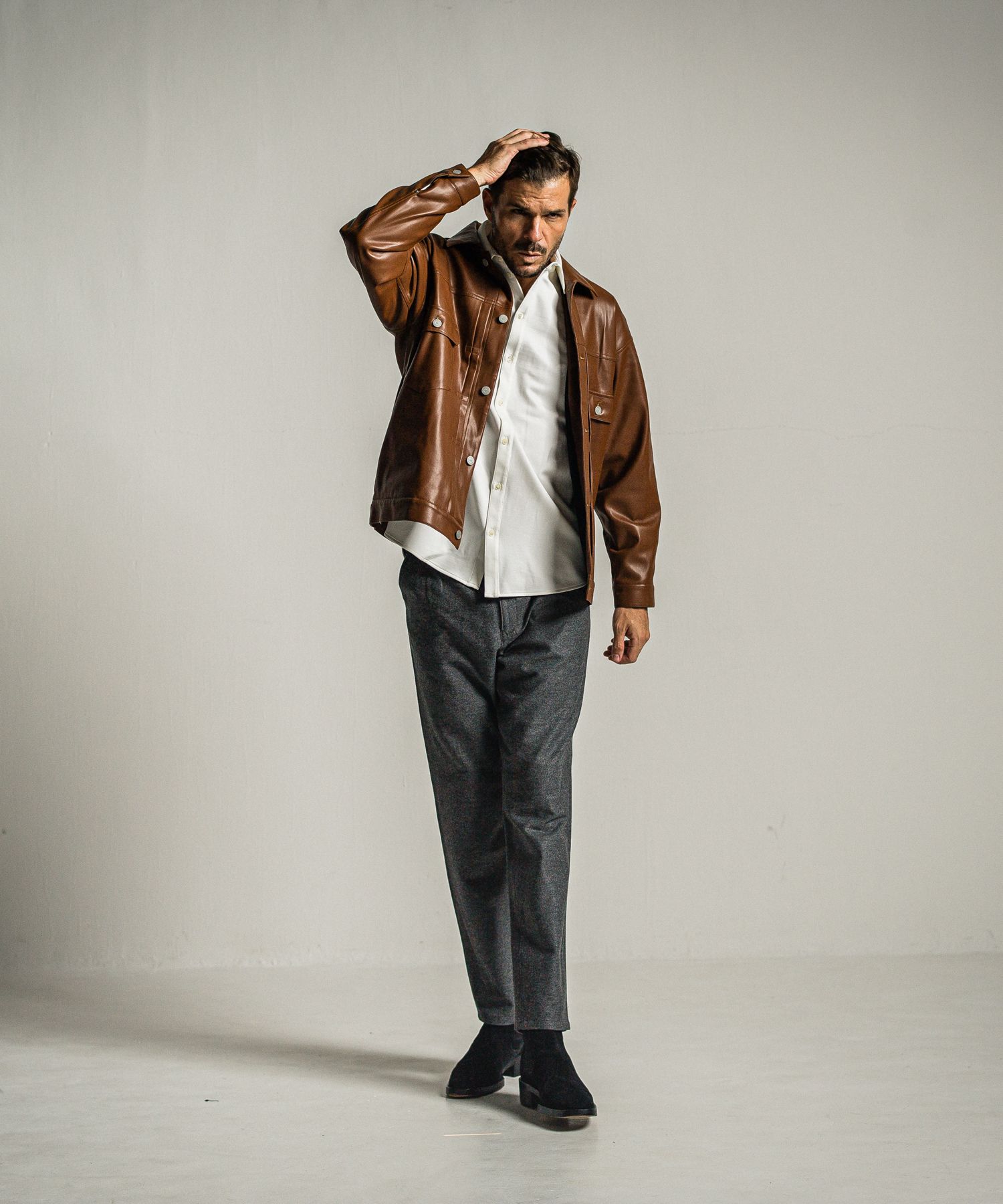 PAT WIDE EASY PANTS / RC34-ST-036 / ワイドテーパードパンツ / グレー