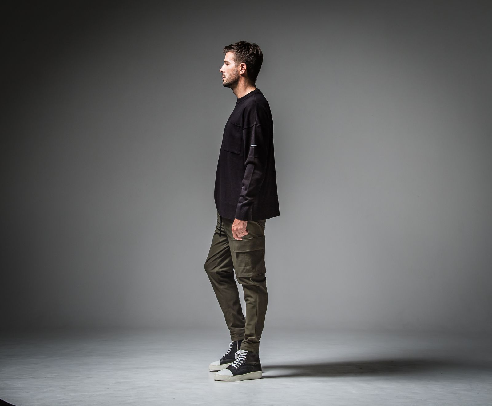 POCKET OVER SWEATER / RC30-K-002 / ポケットルーズニット / ブラック