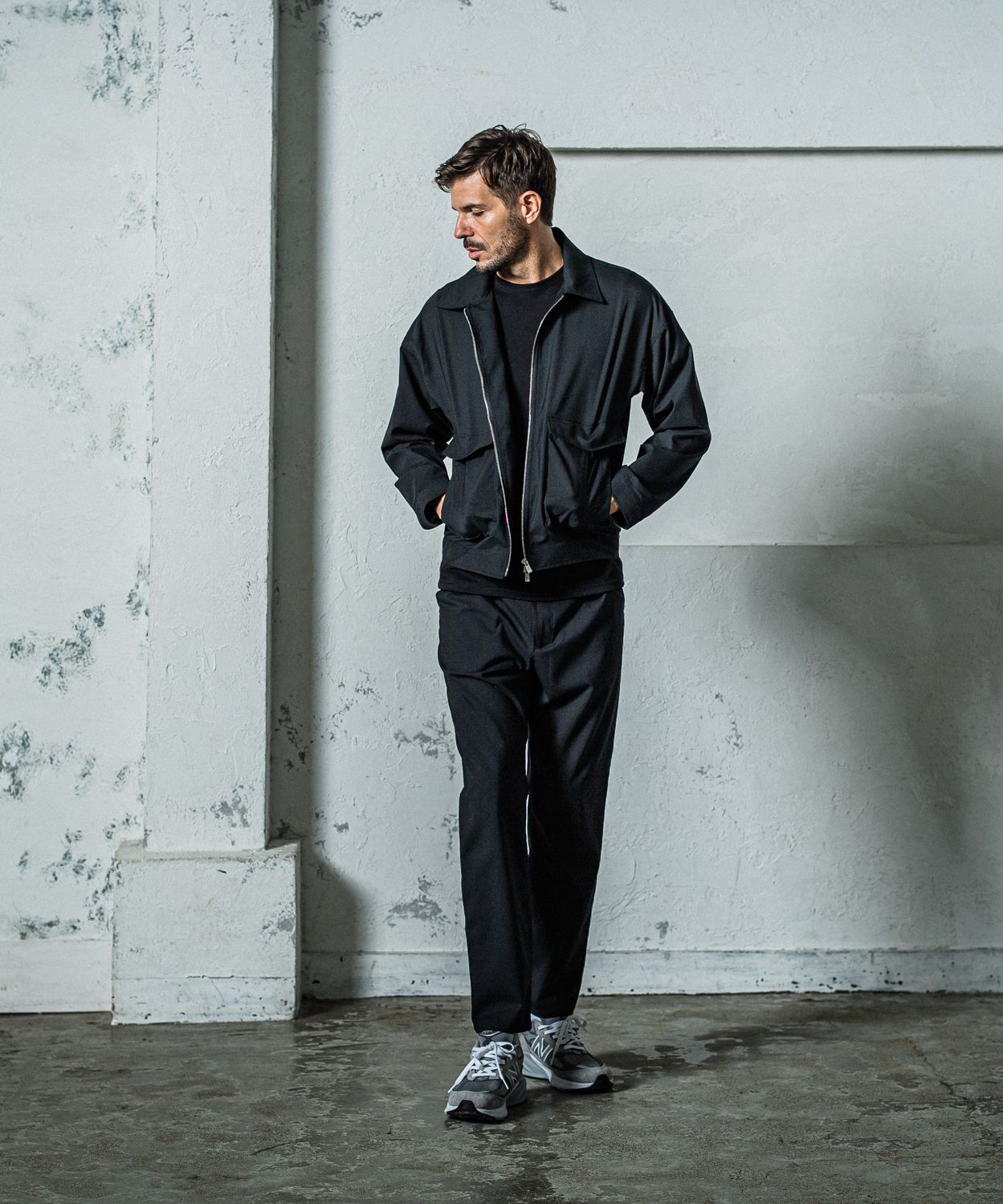 PAT WIDE EASY PANTS / RC35-ST-036 / ワイドテーパードパンツ / ブラック